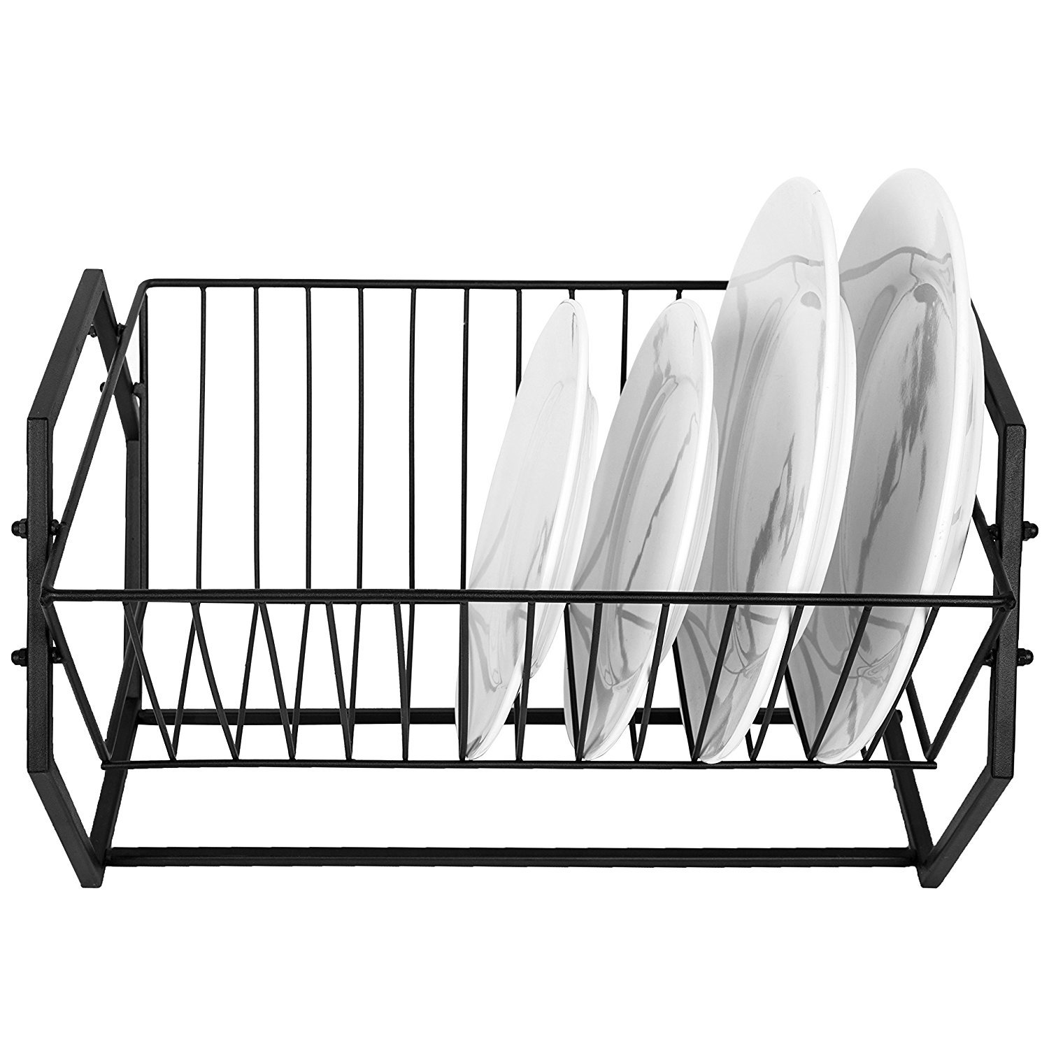 Black Metal Hexagonal Dish Drying Rack - 14 Slot Kitchen Plate Organizer & Storage | Countertop Space-Saving Solution for Indian Decor Kitchens | Perfect for Small Kitchens, Apartments & Dish Drying Needs