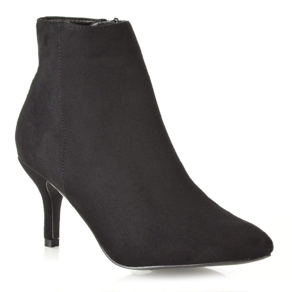 Women's Ankle Boots with Low Kitten Heel - Pointy Toe Zip-Up Booties for Ladies (Available in Multiple Sizes) - Perfect for Office, Date Night & Fall Fashion