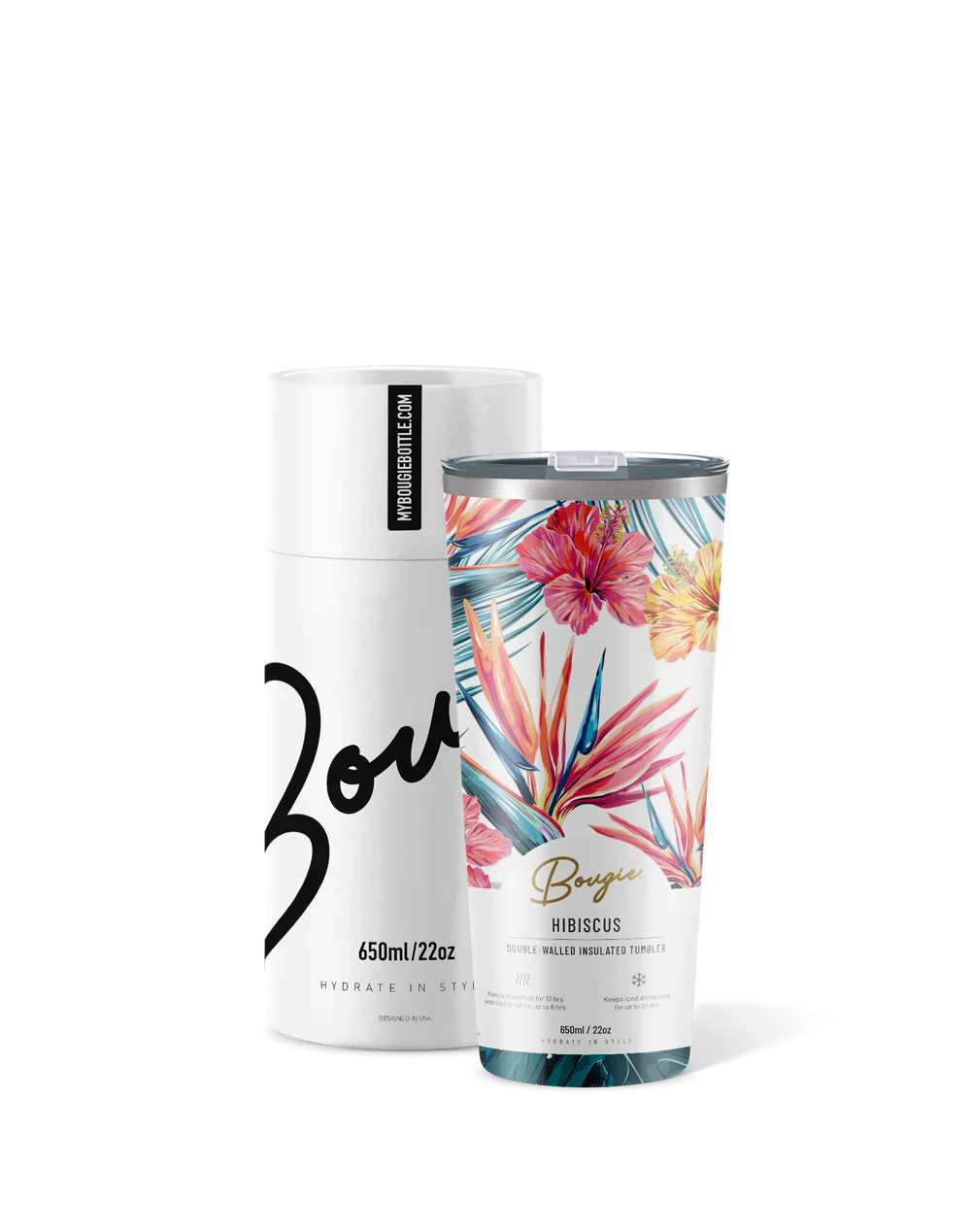 My Bougie Bottle 22oz Insulated Tumbler with Lid & Straw - Leakproof Stainless Steel Water Bottle for Hot & Cold Drinks - Perfect Gift for Women, Gym, Office & Travel