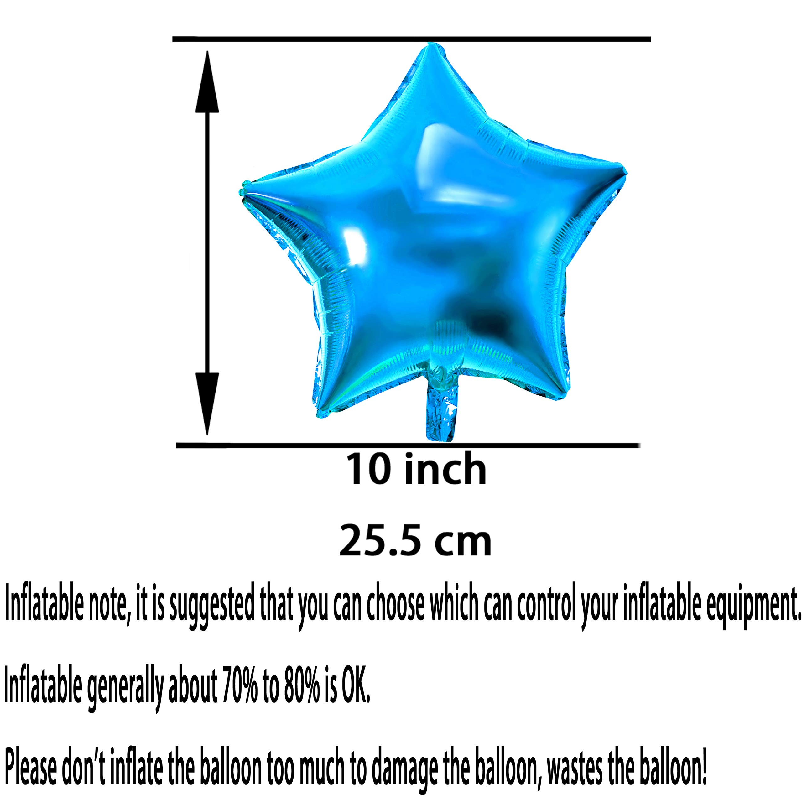 10 Inch Twinkle Blue Star Shaped Foil Mylar Balloons - 50 Pack for Graduation, Nautical 1st Birthday, Baby Shower, Wedding Anniversary, New Years Party Decorations - Perfect for Helium Balloon Arches, Ceiling Decor & Party Favors