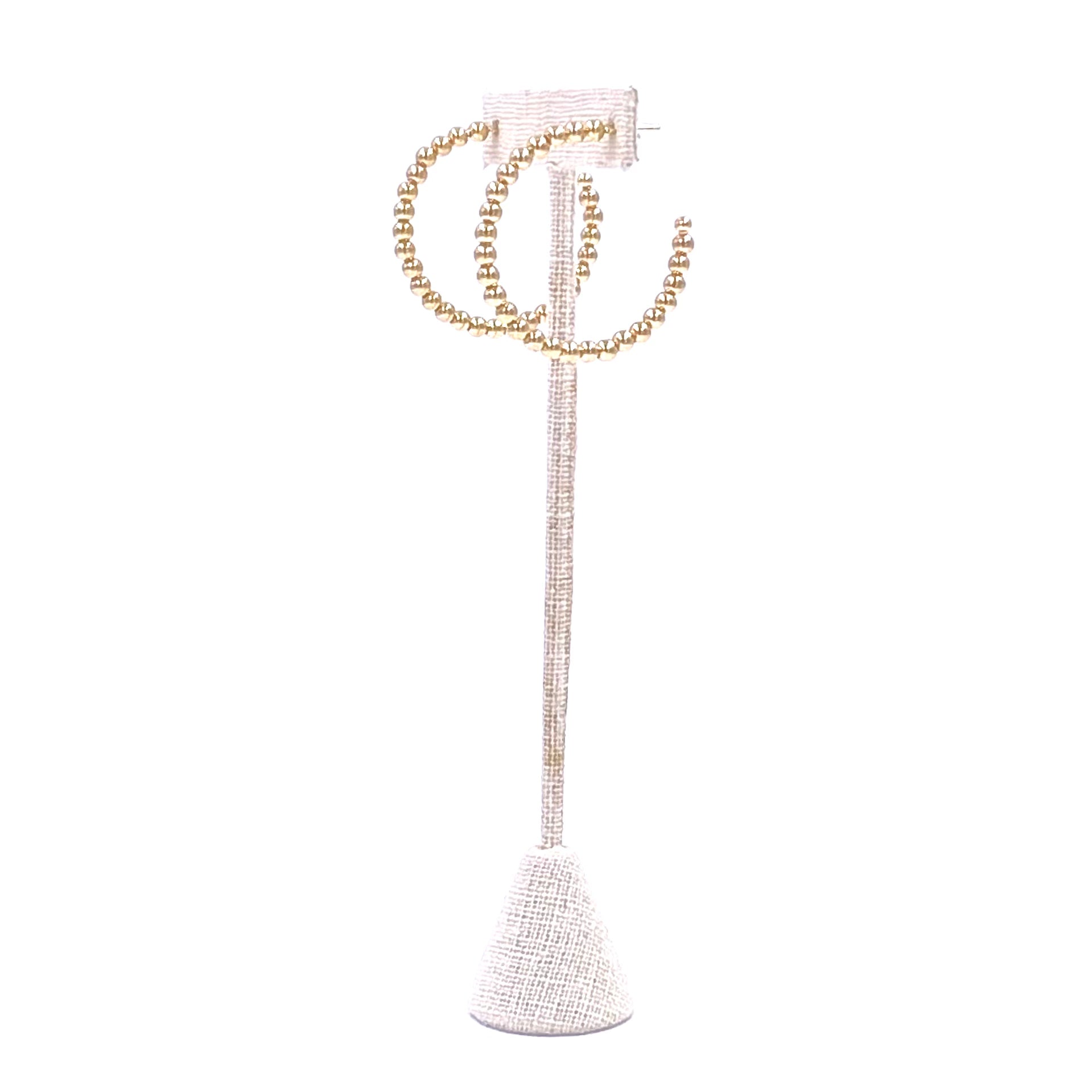 Ashley Gold Stainless Steel Gold Plated Ball Beaded 1.5 Inch Hoop Earrings for Women - Perfect for Parties, Weddings & Everyday Wear