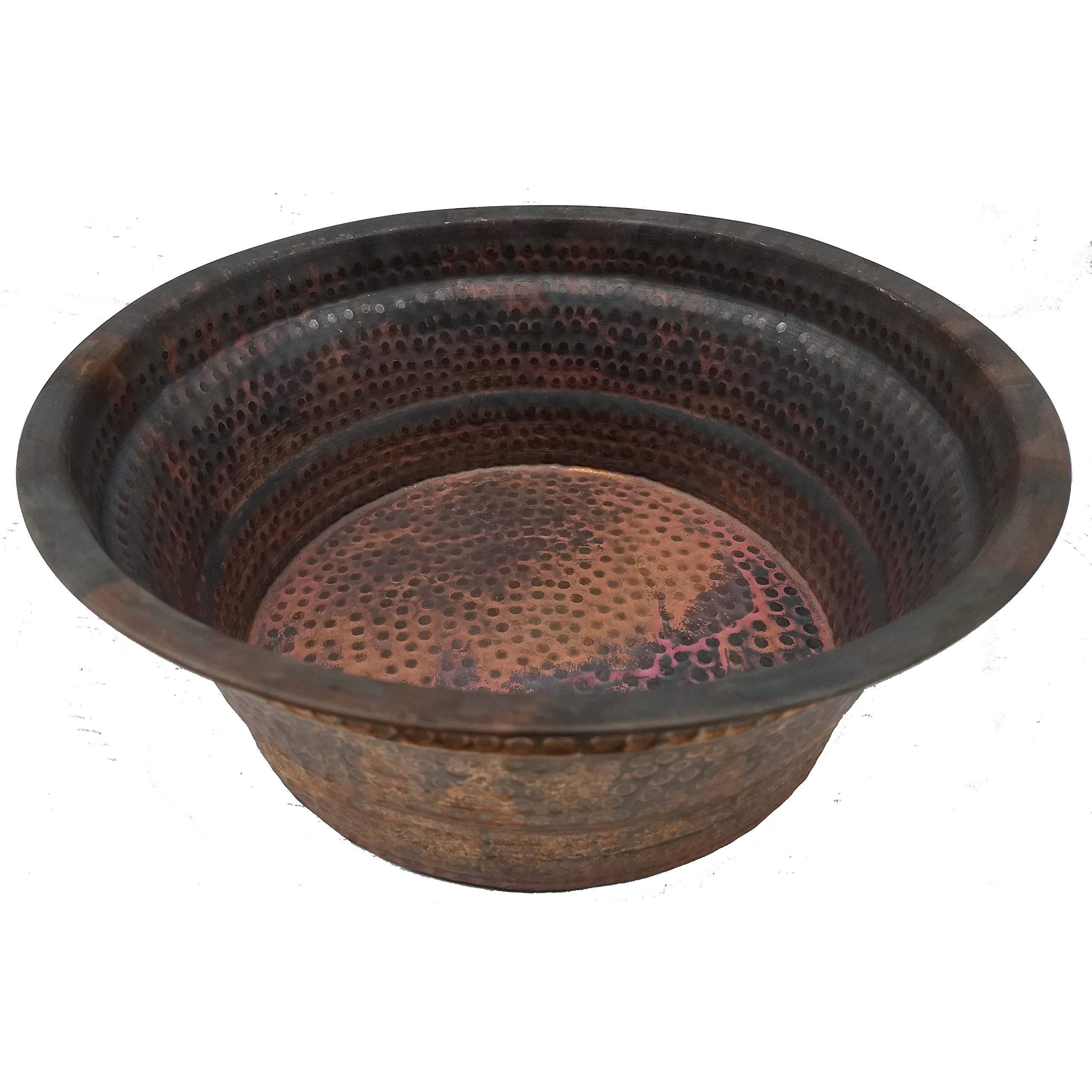 Vintage Copper Pedicure Bowl - Rustic Tempered Finish for Manicure, Kids Feet Washing, Fruit Display, Garden Planter & Fountain Basin | Perfect for Home Spa, Bathroom Decor, and Outdoor Gardening