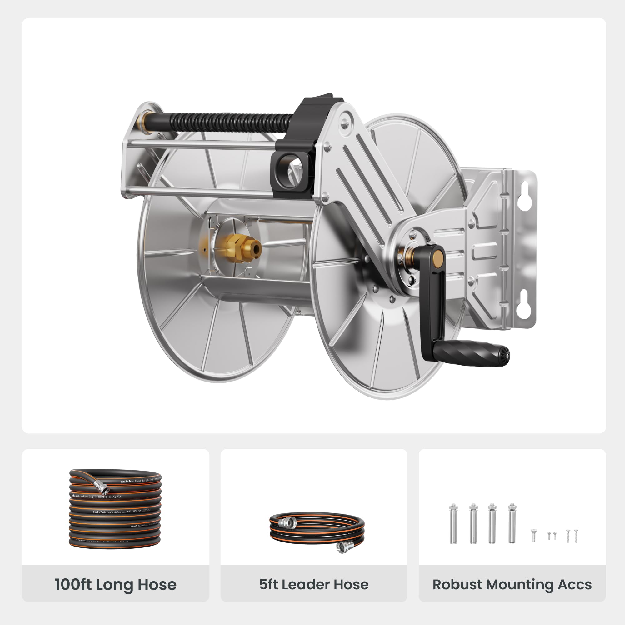 Giraffe Steel Garden Hose Reel - 5/8