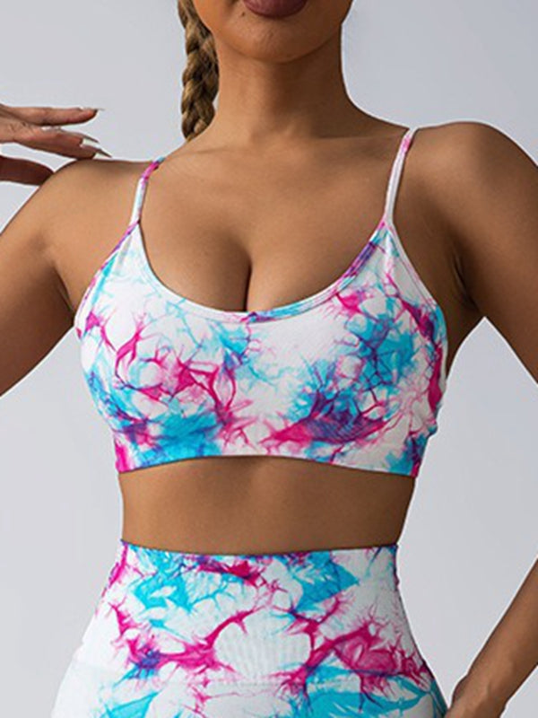 ZASUWA Women's Deep V Back Tie-Dye Scrunch Butt Lifting Leggings - Sexy High Waisted Yoga Pants for Workout, Gym & Casual Wear