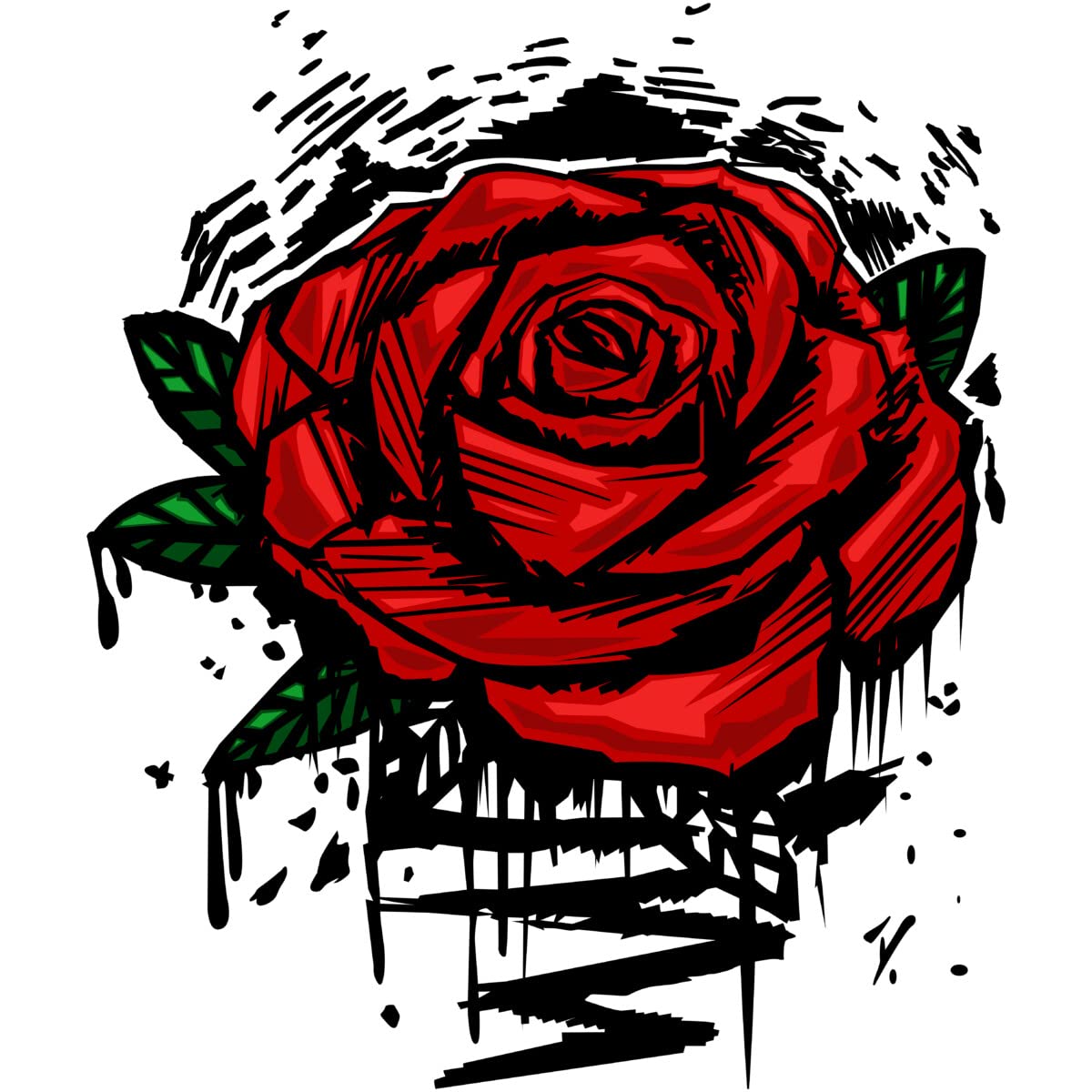Design By Humans Junior's Rugged Rose by Adamzworld T-Shirt - Trendy Graphic Tee for Teens - Perfect for Casual Wear, Street Style & Gifts