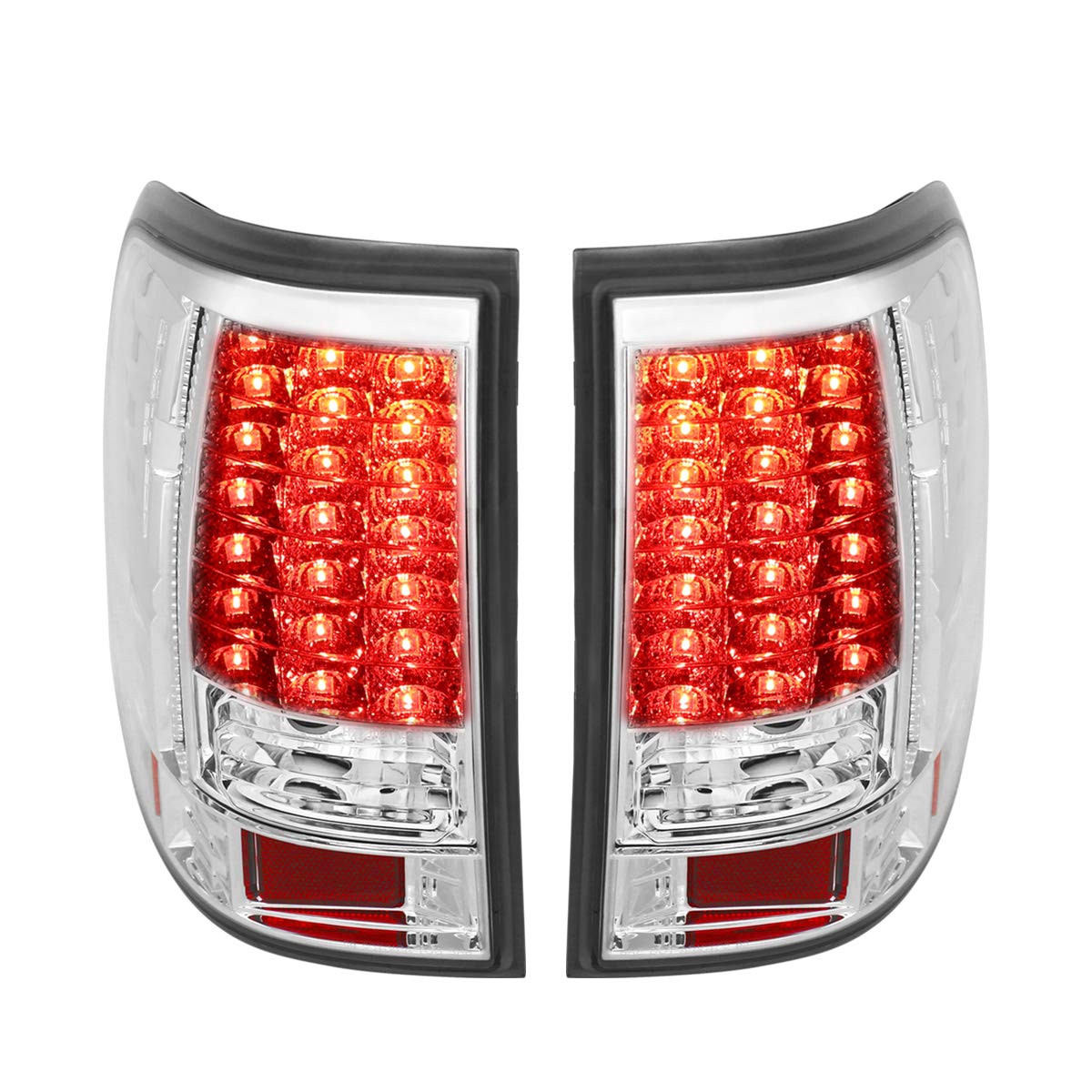 2002-2005 Ford Explorer LED Tail Lights - Chrome Housing & Clear Lens Replacement - Perfect for SUV Upgrades & Night Driving Safety