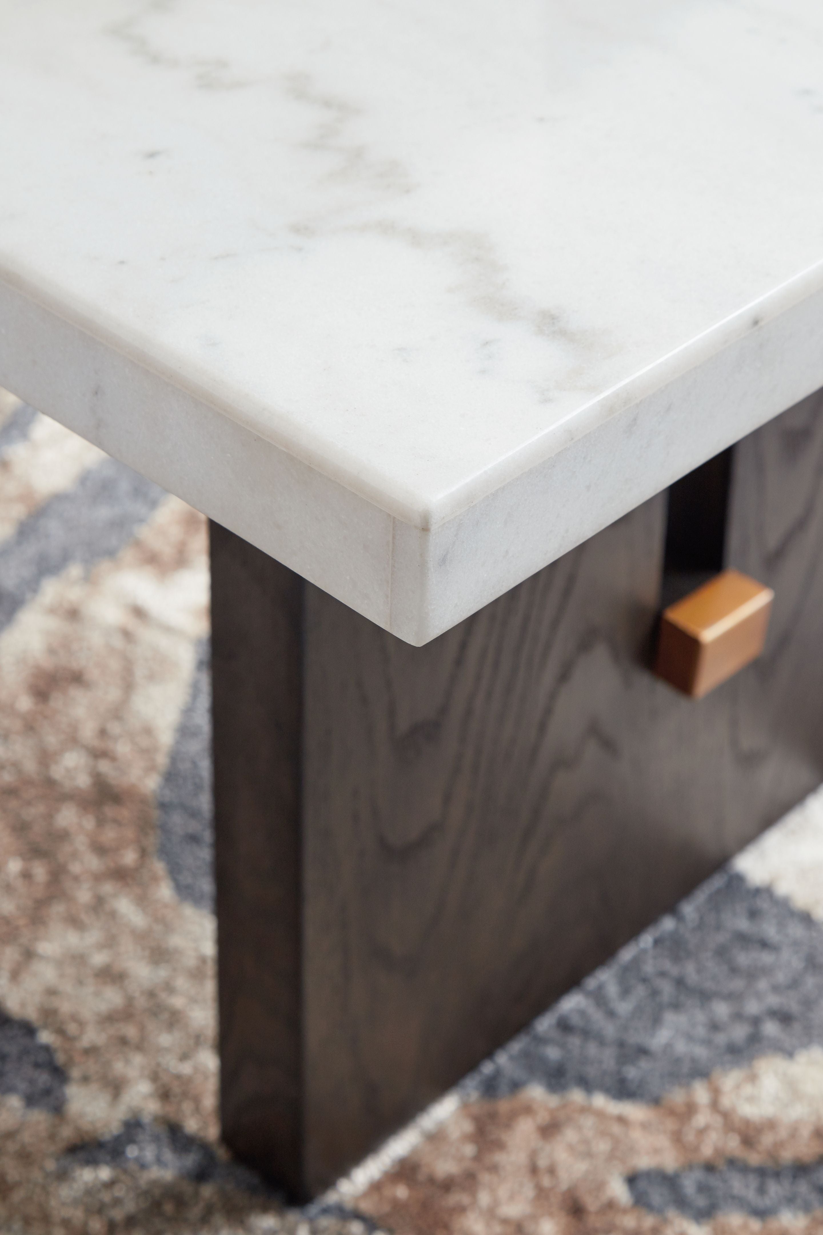 Burkhaus White & Dark Brown Rectangular Cocktail Table - Modern Side Table for Living Room, Bedroom & Office Decor