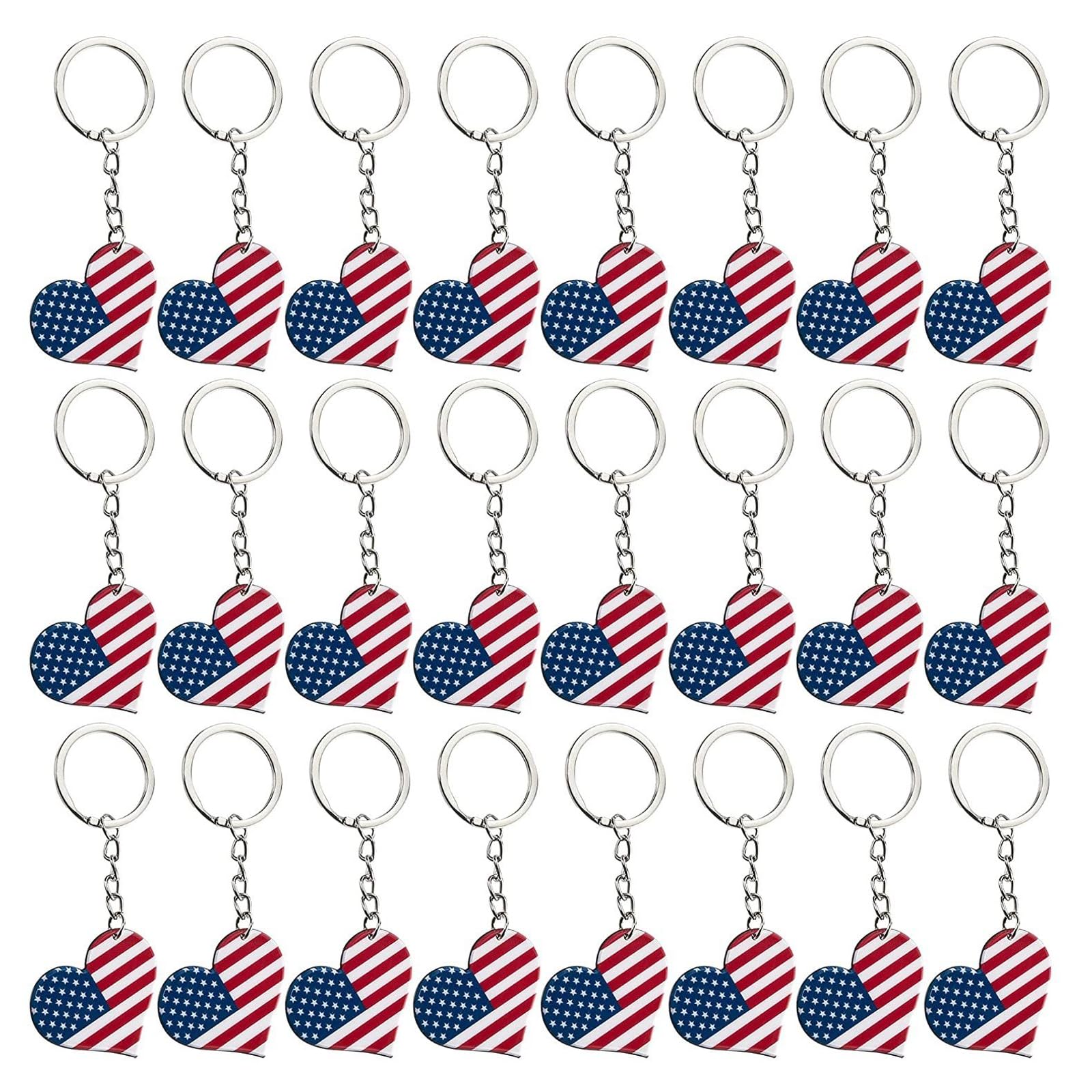 Juvale 24 Pack American Flag Keychain - Patriotic Key Ring for Backpacks & Gifts | 4th of July Party Favors & Independence Day Decor