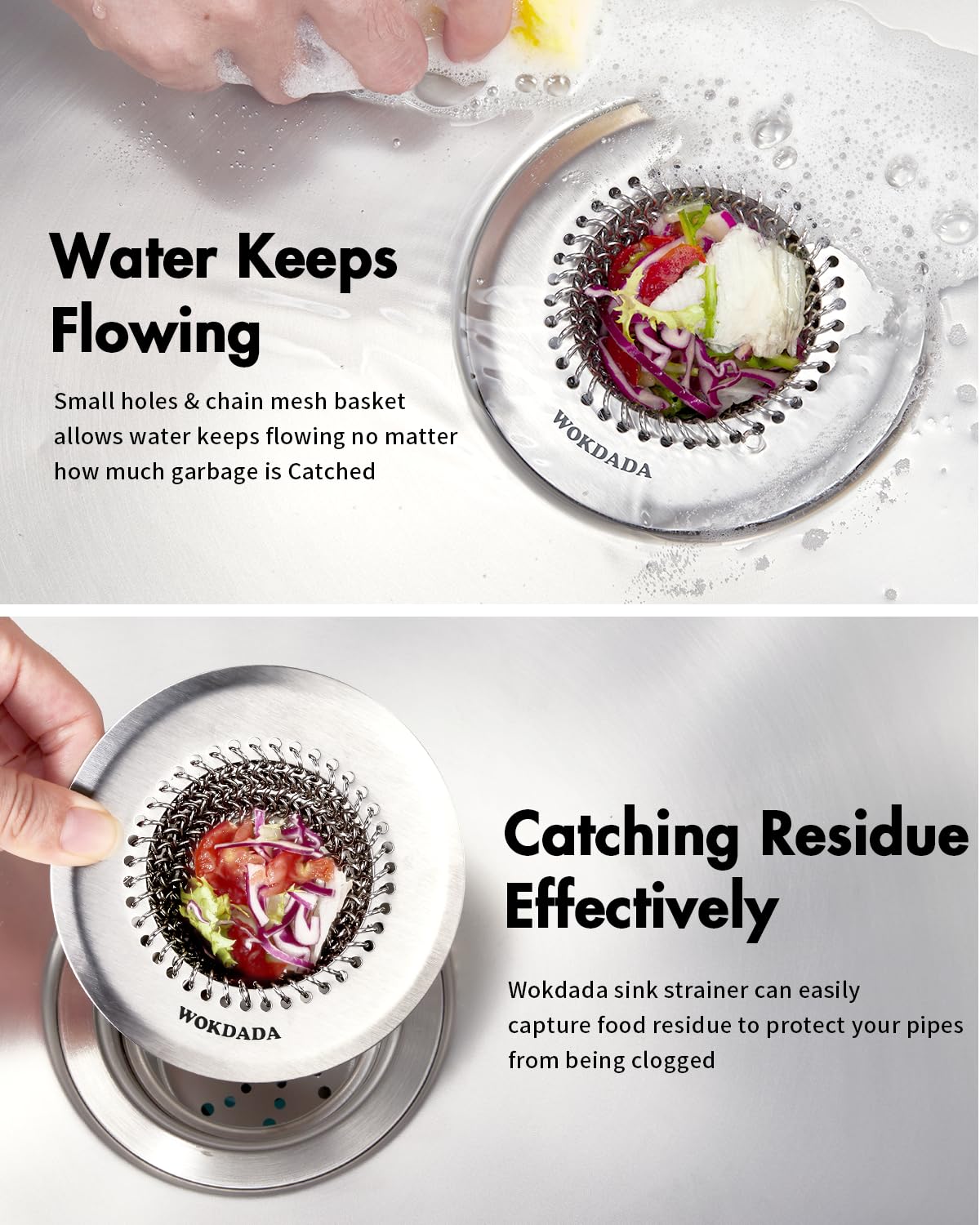 304 Stainless Steel Sink Drain Strainer - Reversible Easy Clean Mesh Garbage Disposal Food Catcher - Rustproof Kitchen Sink Strainer for Clog-Free Drainage - Perfect for Home, Restaurant & Commercial Kitchens