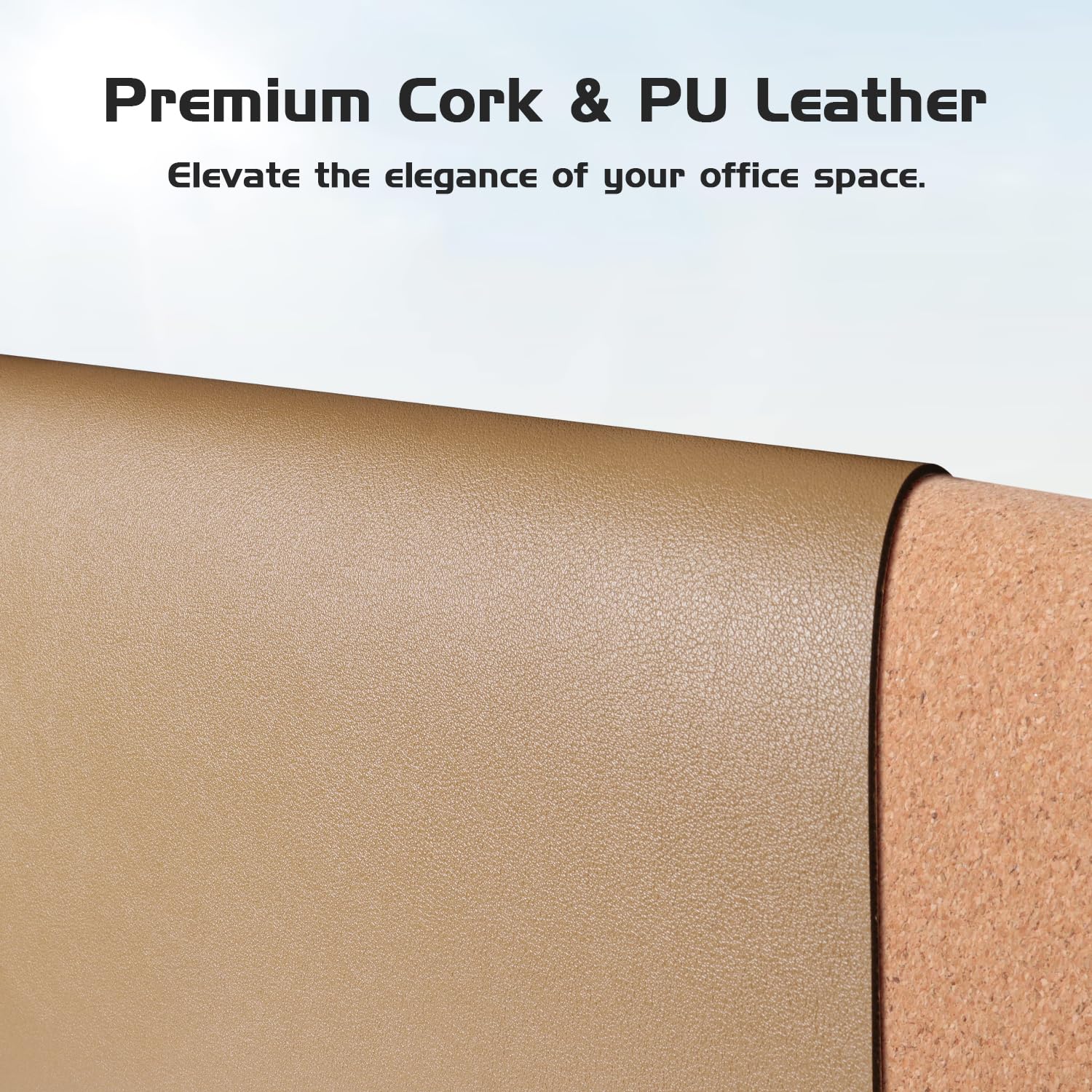Aothia Dual-Sided Leather Desk Mat with Natural Cork Base - Large Waterproof Mouse Pad & Writing Surface for Office & Home (25.6