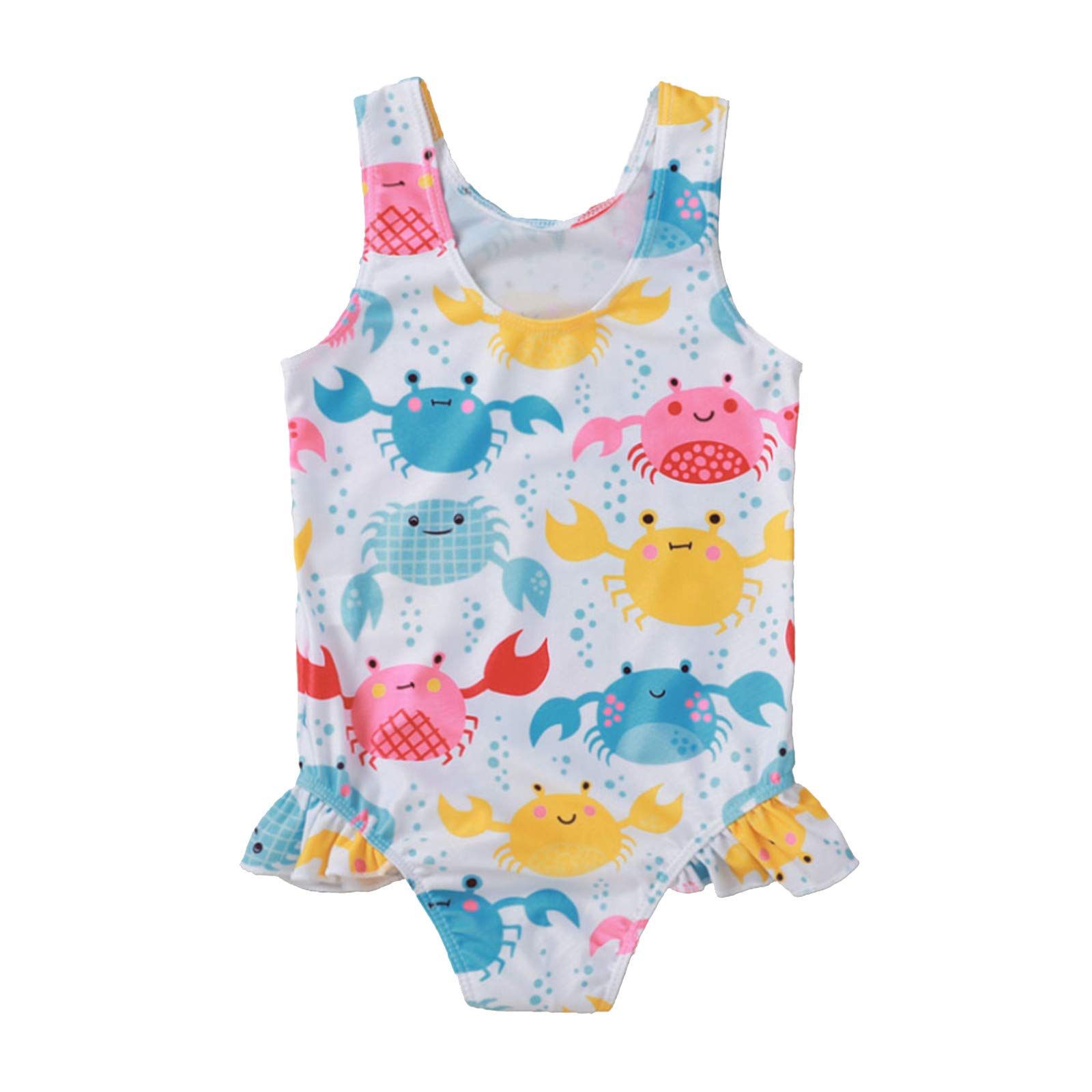 Egbsmy Baby Girls 3-Piece Swimsuits Set - Cute Cartoon Print Bikini Romper Swimwear for Toddler & Kids | Perfect for Beach, Pool & Summer Water Play