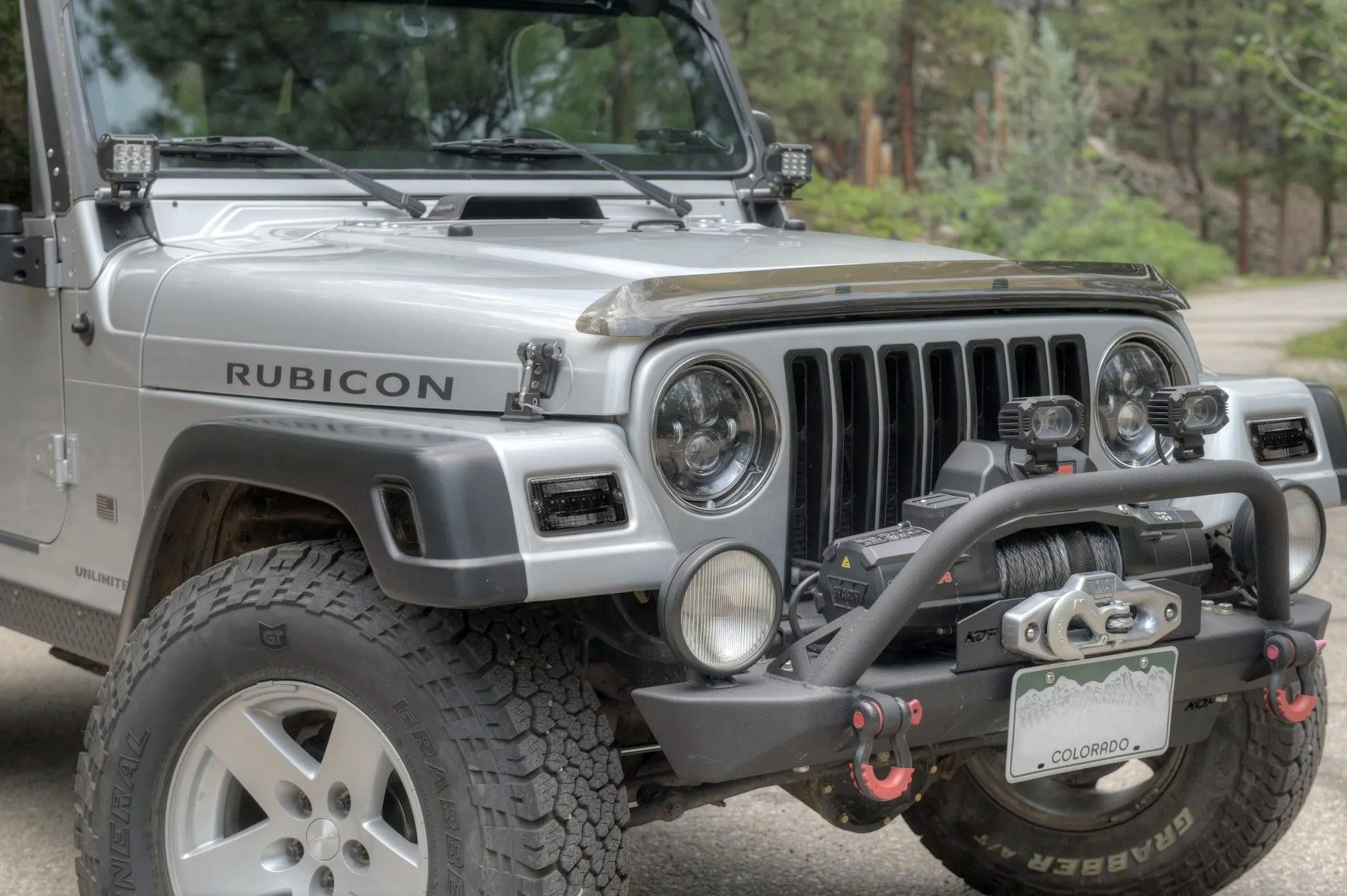 Jeep Wrangler TJ Clear Lens White LED DRL with Amber Turn Signal Lights - High Visibility Daytime Running Lights for Off-Road & City Driving