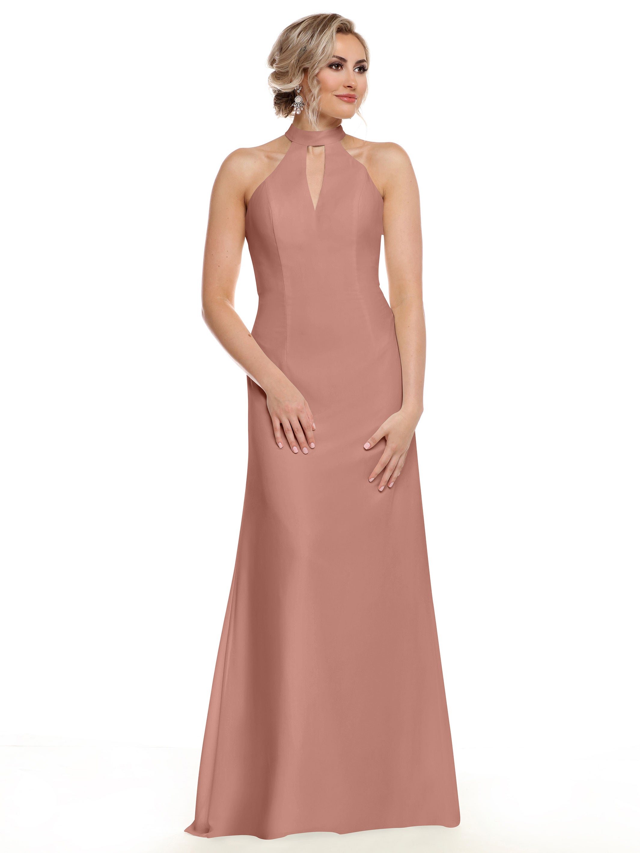 Elegant 80138 Chiffon A-Line Bridesmaid Dress with Keyhole Halter Neckline - Perfect for Weddings, Formal Events & Special Occasions