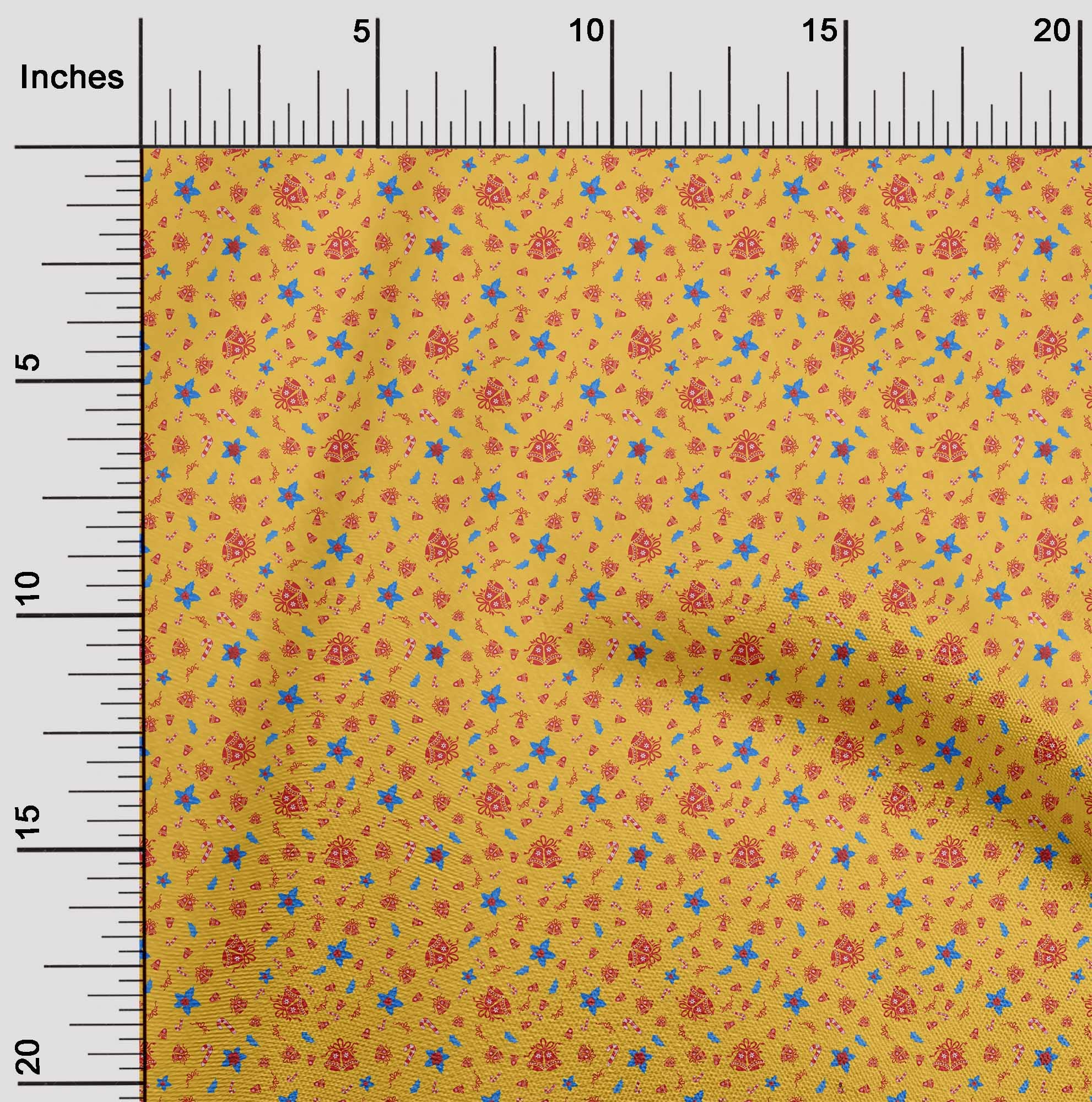 oneOone Velvet Yellow Fabric for Christmas Sewing - 58 Inch Wide Printed DIY Clothing Material by The Yard | Perfect for Holiday Crafts, Costumes & Home Decor