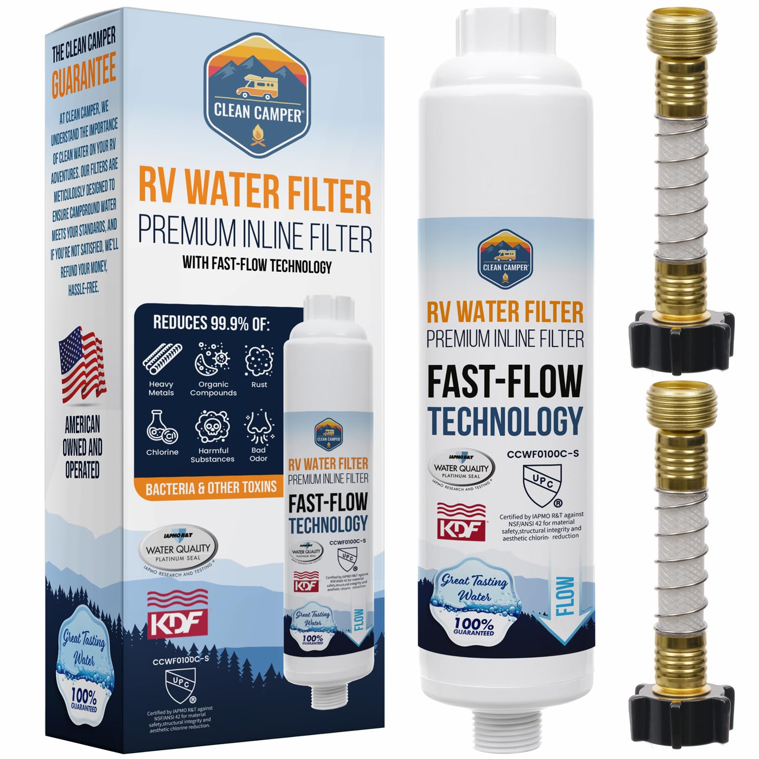 Premium RV Inline Water Filter - Certified Carbon Activated Filtration System | Removes Lead, Chlorine, Sediment & More | Clean Water Solution for RV Camping, Boondocking & Road Trips