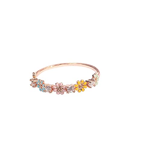 5-Color Delicate Flower Ring for Women - Elegant Zircon Daisy Silver Ring, Perfect for Parties, Weddings & Everyday Wear