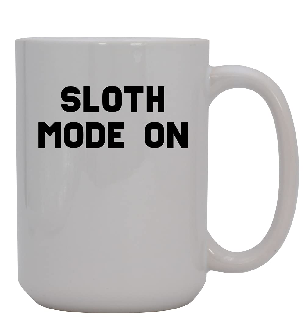 Sloth Mode On - 15oz Ceramic White Coffee Mug with Cute Sloth Design - Perfect for Home, Office & Gifts