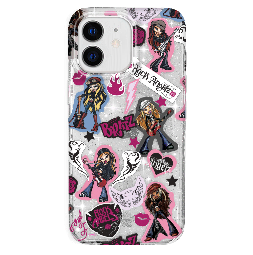 Bratz Rock Angelz Glitter iPhone Case - Stylish Protective Cover for iPhone 13/14/15 Pro Max - Trendy Sparkle Design for Girls & Teens - Perfect for School, Parties & Daily Use