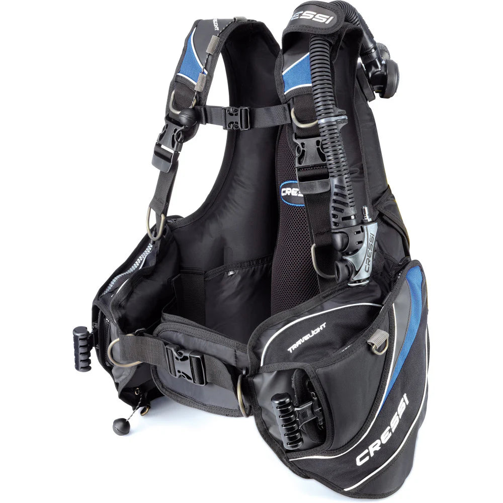 Cressi Travelight Blue Snorkel Set - Lightweight Travel Snorkeling Gear for Adults & Kids - Perfect for Beach Vacations, Pool Swimming & Underwater Adventures
