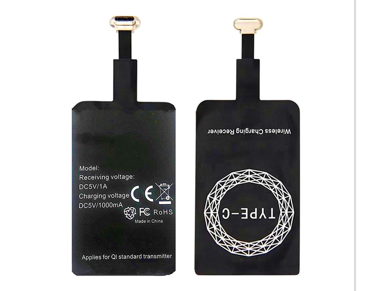 Qi Wireless Charging Receiver Adapter - Universal USB Type-C Wireless Charger Compatible with Google Pixel, Samsung, LG & Android Phones | Perfect for Home, Office & Car Charging