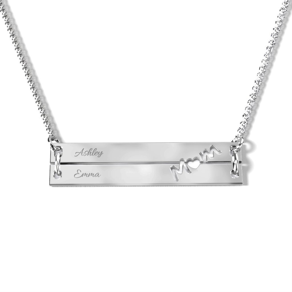Personalized Engravable Double Bar Necklace for Mom - Sterling Silver Jewelry Gift for Mother's Day, Birthday & Anniversary | Elegant Layering Necklace for Women
