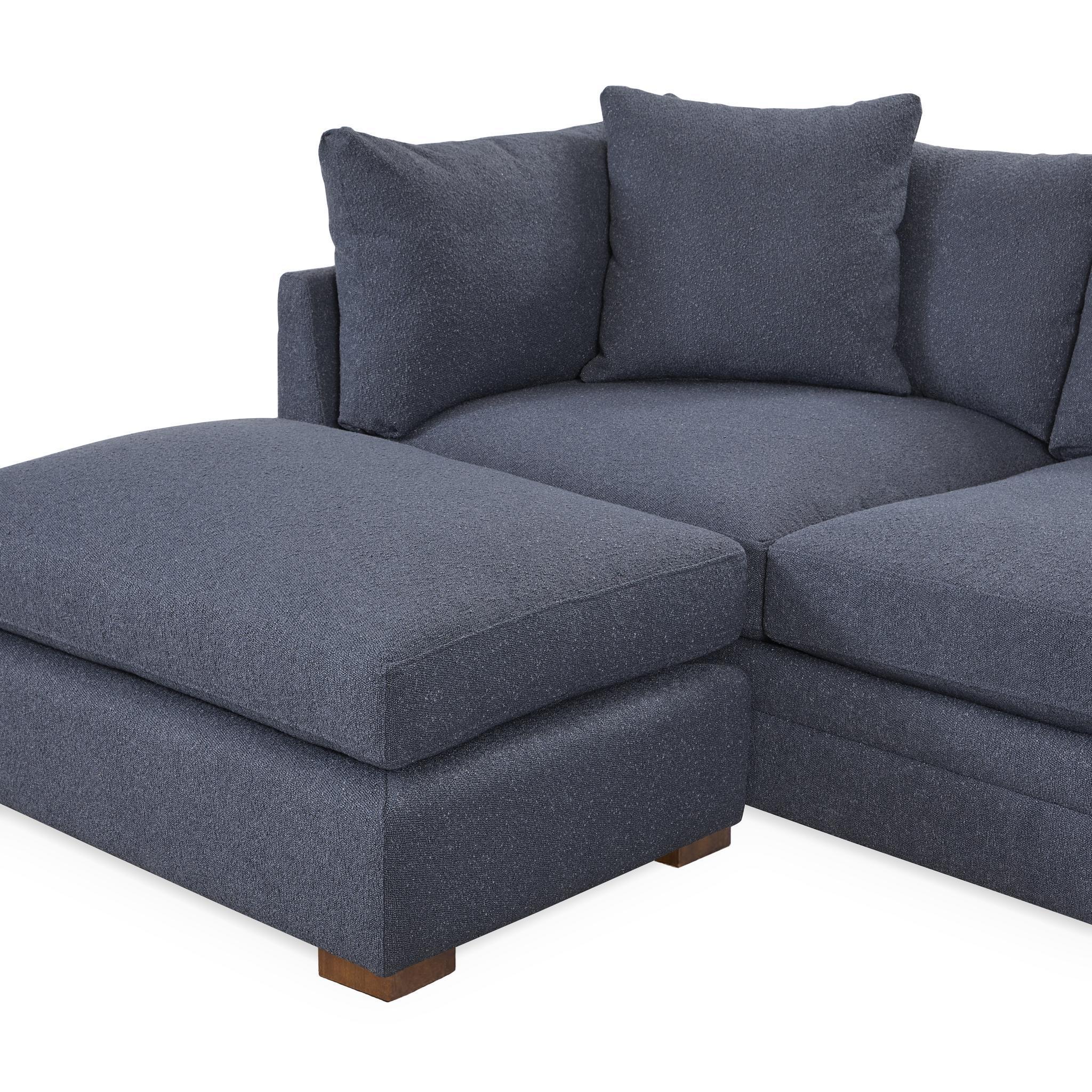 Audrey Upholstered Sofa Chaise in Navy Blue - Modern Living Room Furniture for Small Spaces & Apartments