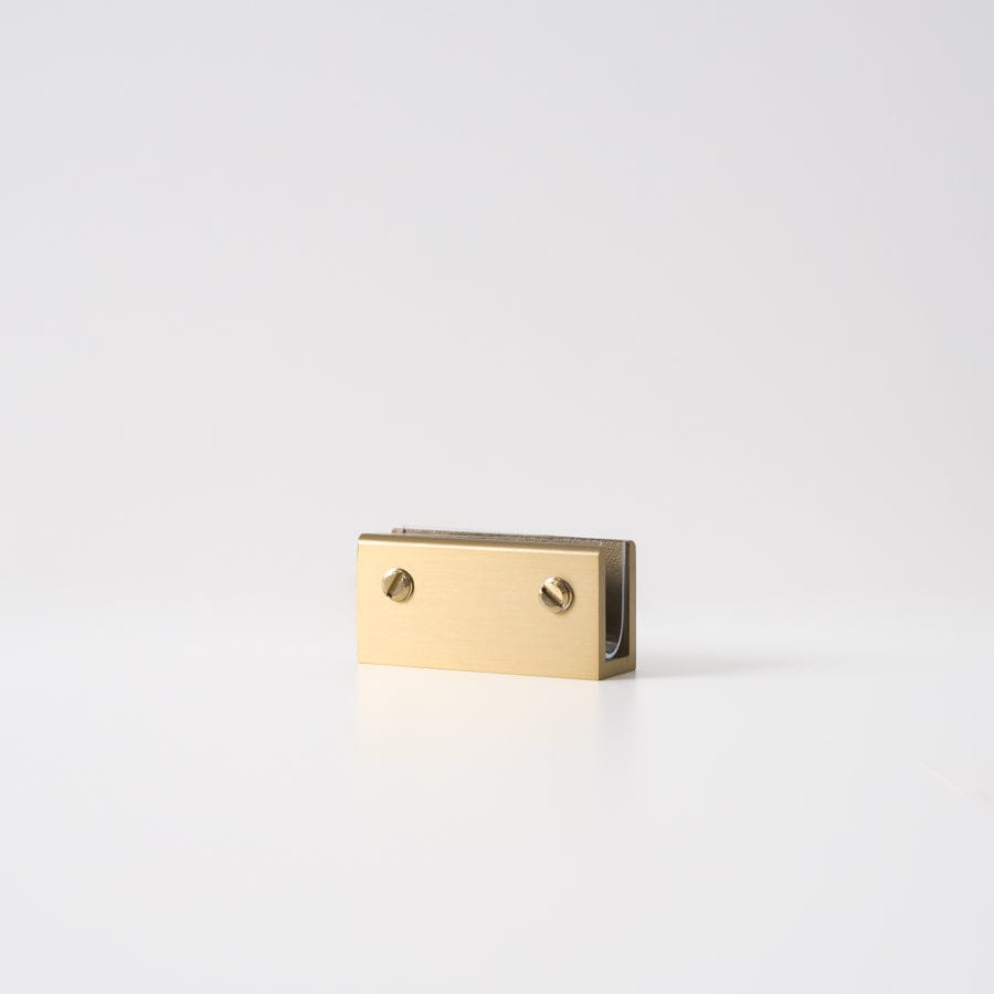 Brushed Brass Shower Glass Clamp - Heavy Duty Bathroom Hardware for Frameless Shower Doors - Perfect for Modern Home & Spa Renovations