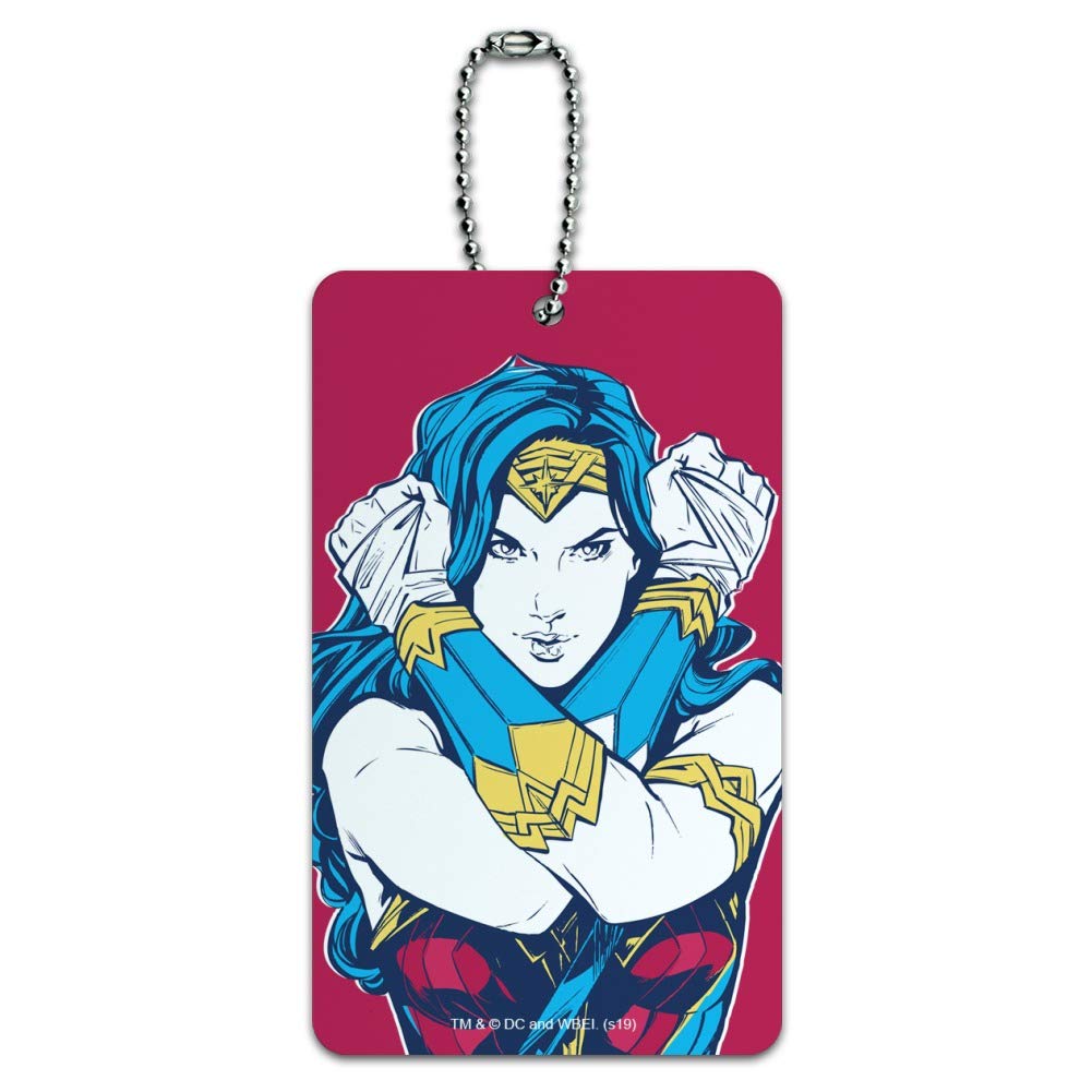 Wonder Woman Movie Crossed Arms Luggage Tag - Durable Suitcase ID Tag for Travel Bags - Perfect for Carry-Ons, Checked Luggage & Backpacks (Superhero Gift for Fans)