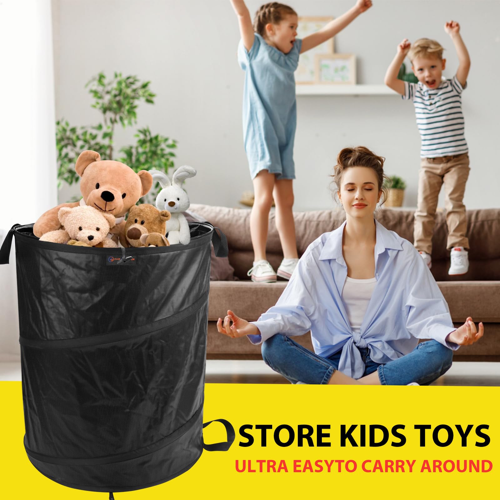 **YUDI & GARDEN 45 Gallon Collapsible Garden Bag - Foldable Trash Can for Camping, Yard Waste, Leaves & Lawn - Reusable Pop-Up Garbage Bin for Patio, Outdoor & Travel Use**    *(Use Cases: Perfect for camping trips, backyard cleanup, leaf collection, patio waste disposal, and outdoor adventures.)*