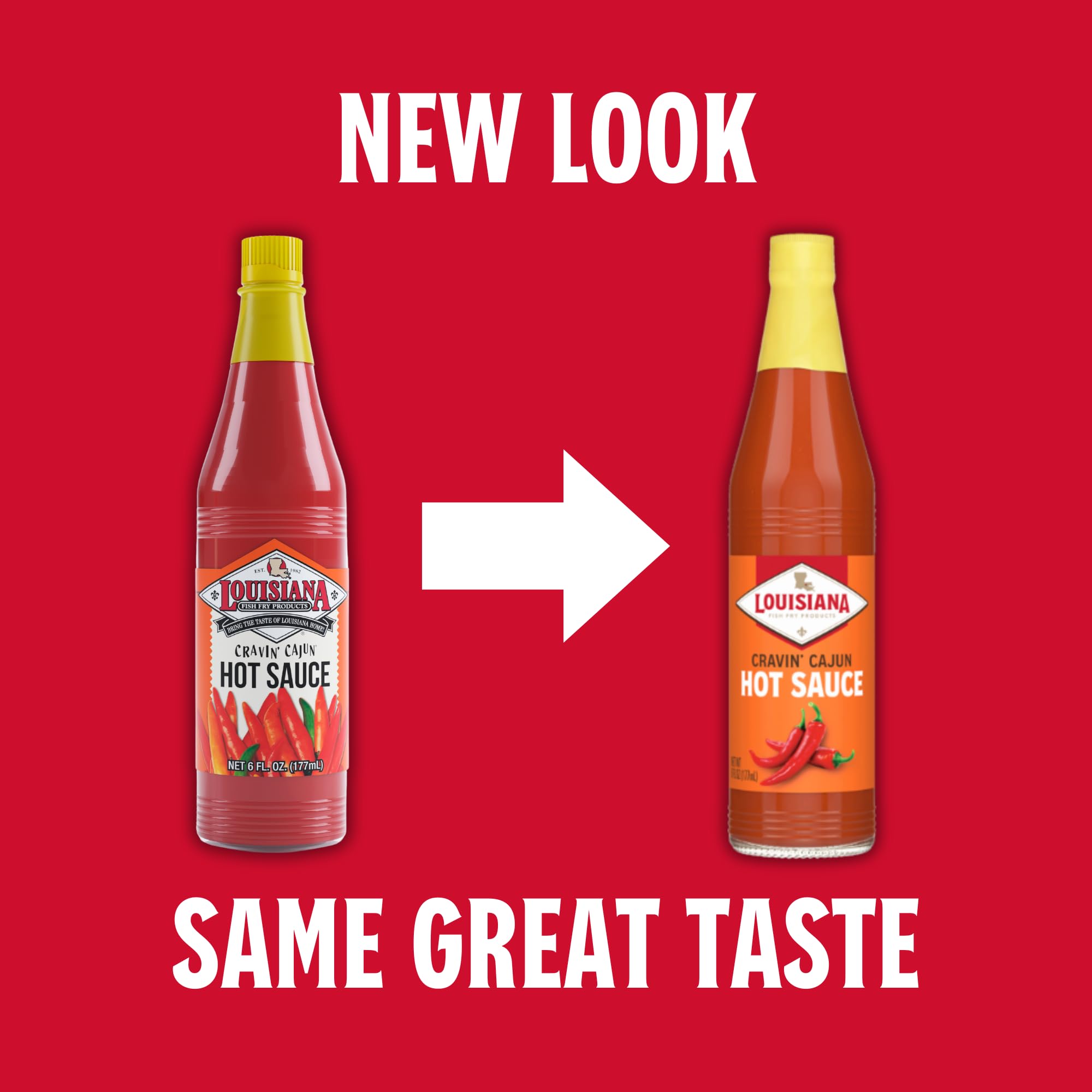 Louisiana Fish Fry Hot Sauce - 6 oz Bottle (Pack of 24) | Cajun Style Spicy Sauce for Seafood, Wings & BBQ | Perfect for Cooking, Grilling & Party Dips