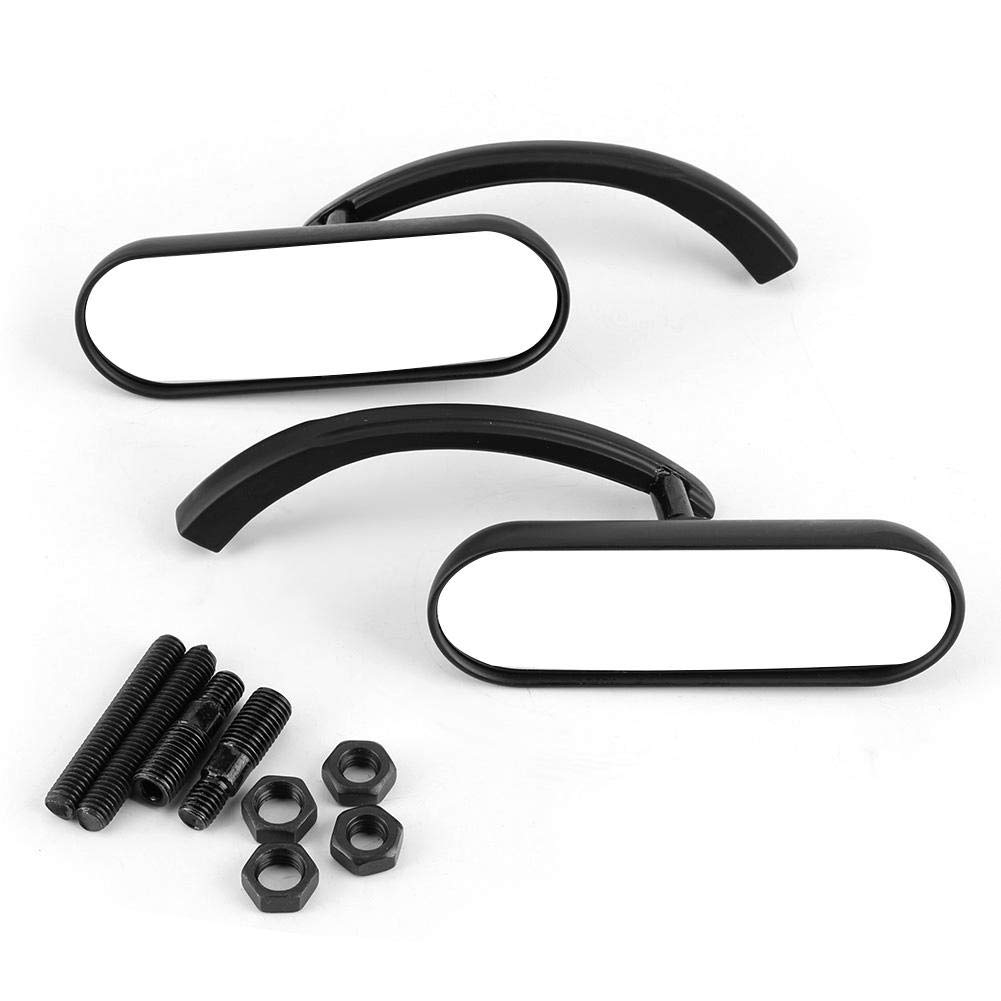 Universal Motorcycle Side Mirrors - 2pcs Oval Rearview Wing Mirrors with 8mm/0.3in & 10mm/0.4in Mounting Holes for Cruiser, Sport Bike, Scooter - Enhanced Safety & Wider View for Highway & City Riding