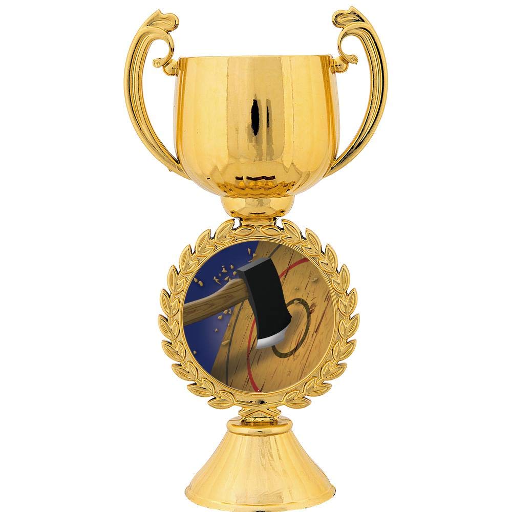 Custom Engraved 7.25 Inch Gold Cup Axe Throwing Trophy - Personalized Award for Axe Throwing Competitions, Leagues & Pub Events - Free Prime Shipping