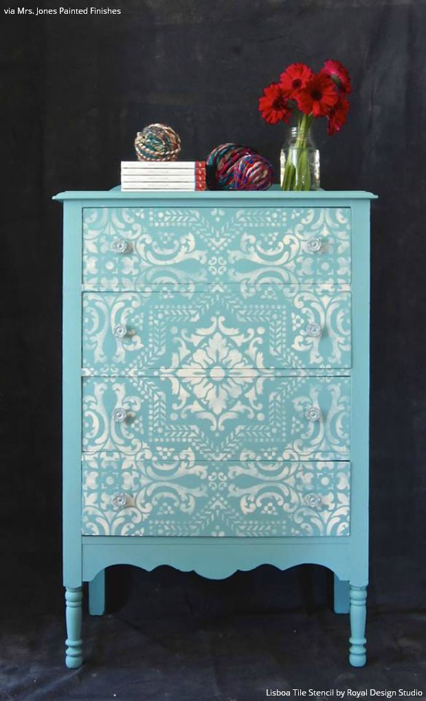 Lisboa Tile Stencil - Reusable DIY Ceramic Stencils for Home Decor, Wall Art & Craft Projects | Perfect for Bathroom, Kitchen Backsplash & Floor Tile Designs