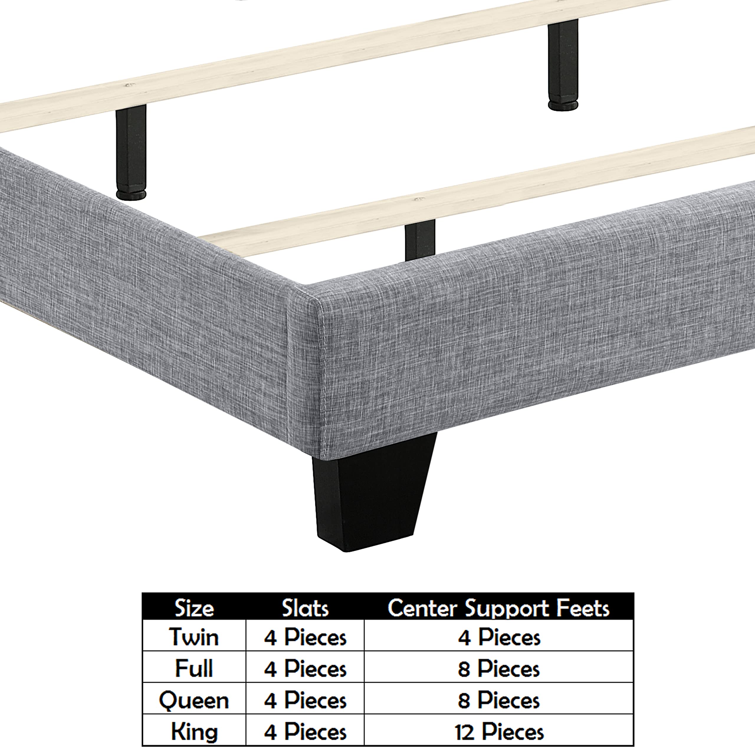 Rosevera Issac King Size Bed Frame with Adjustable Headboard & Button Tufted Design in Textile Gray - Perfect for Master Bedrooms & Guest Rooms