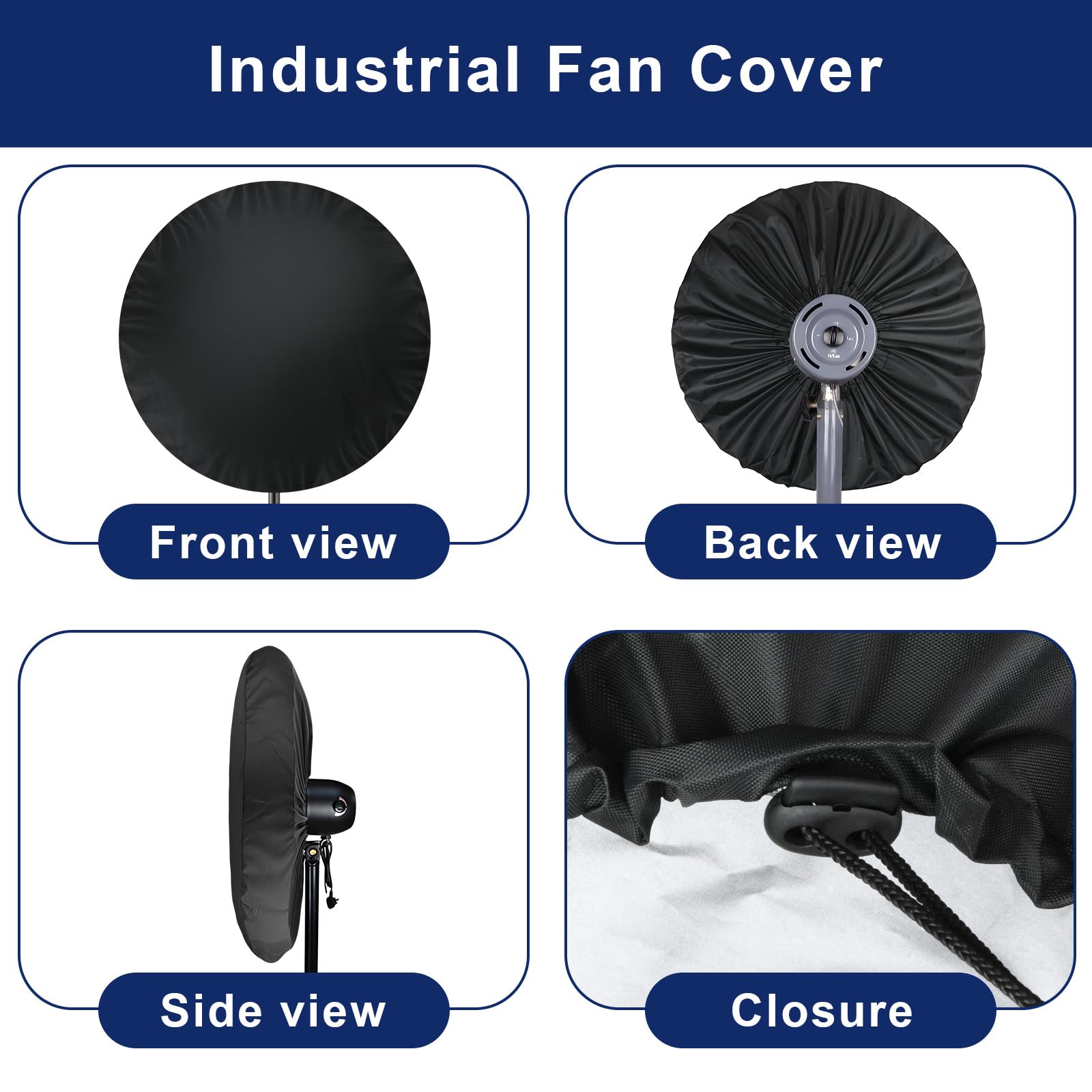 Heavy Duty Waterproof & Dustproof Fan Cover for 16-20 Inch Stand Pedestal Fans - Indoor/Outdoor Use for Patio, Garage, Workshop & Industrial Settings