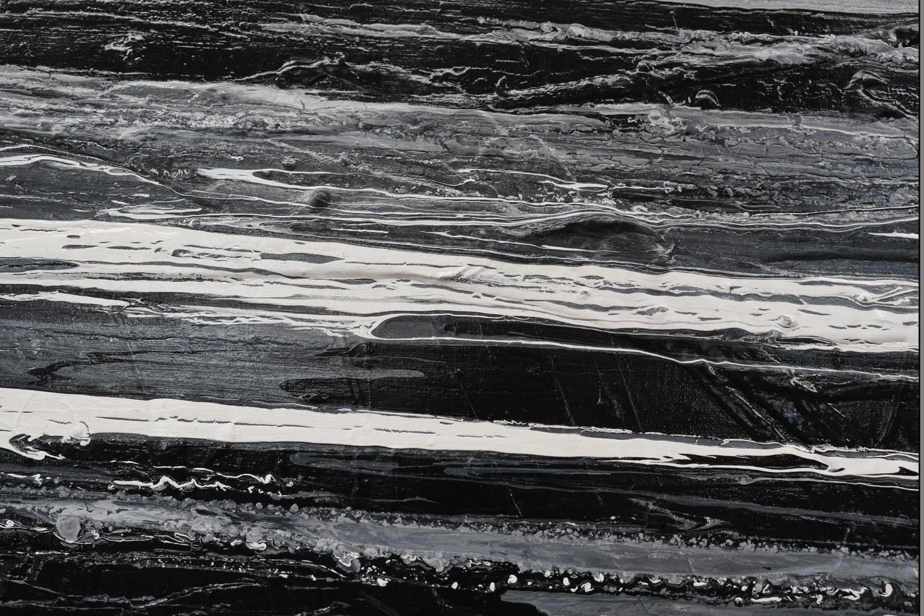 Licorice Moments 200cm x 80cm Black White Grey Textured Abstract Canvas Art - Modern Wall Decor for Living Room, Bedroom & Office