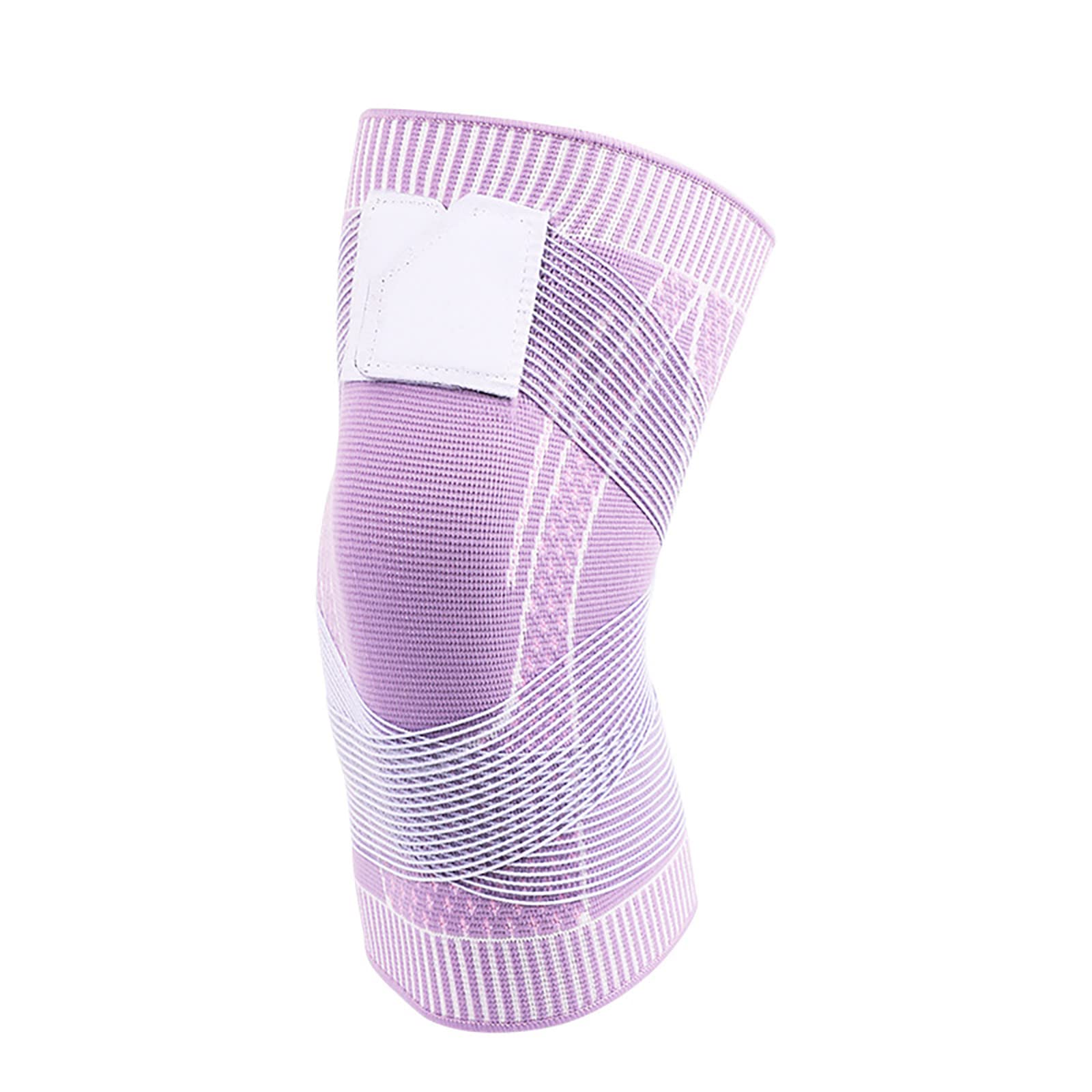 KELINFONG Breathable Nylon Sports Knee Pads - Color Matching Straps for Basketball, Running, Hiking & Mountaineering - Pressurized Knitted Design for Support & Comfort (Purple, Large) - Ideal for Gym Workouts, Outdoor Activities & Injury Prevention