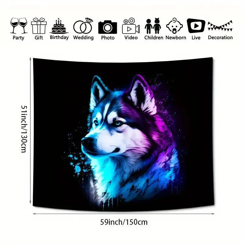 Wolf Totem Official Glow in the Dark Tapestry - UV Reactive Wall Art Decor for Bedroom, Living Room & Dorm Room