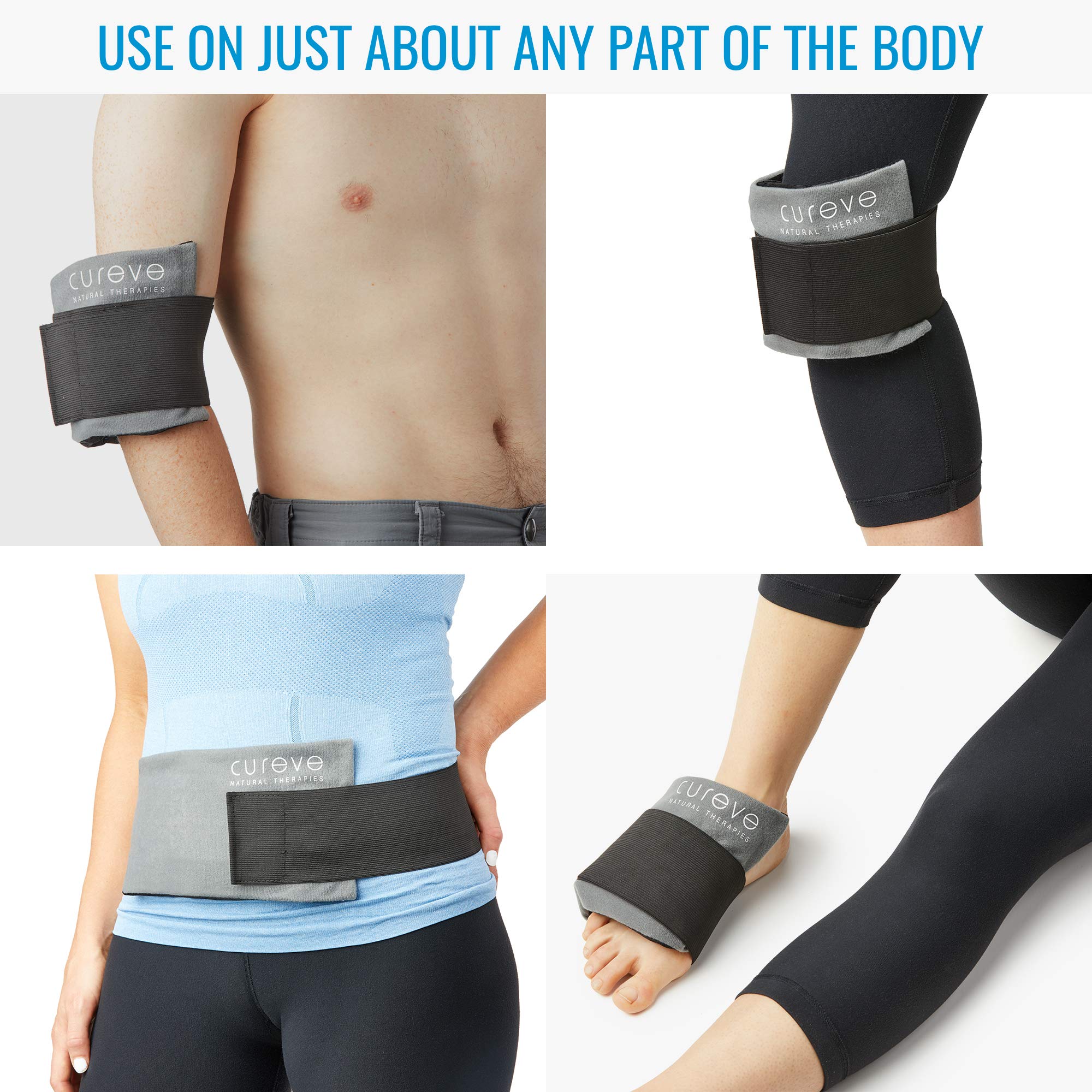 Cureve Hot & Cold Therapy Gel Ice Pack Set - 2 Reusable Gel Packs with Adjustable Wrap for Knee, Neck, Back, Shoulder Pain Relief - Perfect for Sports Injuries, Headaches, TMJ & Post-Surgery Recovery