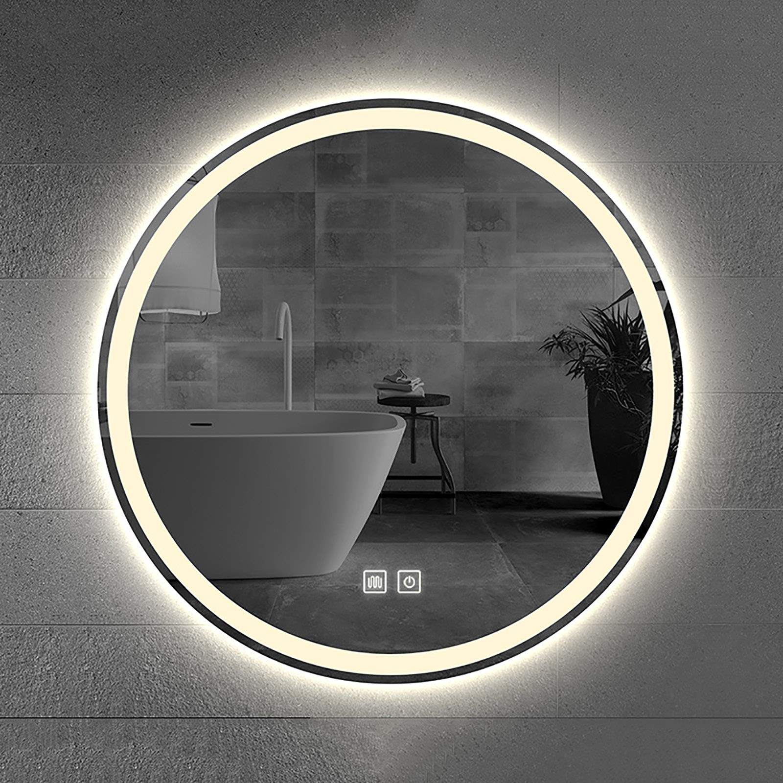BTZHY Modern Round LED Bathroom Mirror with White/Warm/Neutral Light - Wall Mounted Vanity Makeup Mirror for Dressing Room & Bathroom, Explosion-Proof Cosmetic Mirror (Perfect for Home, Salon, and Hotel Use)