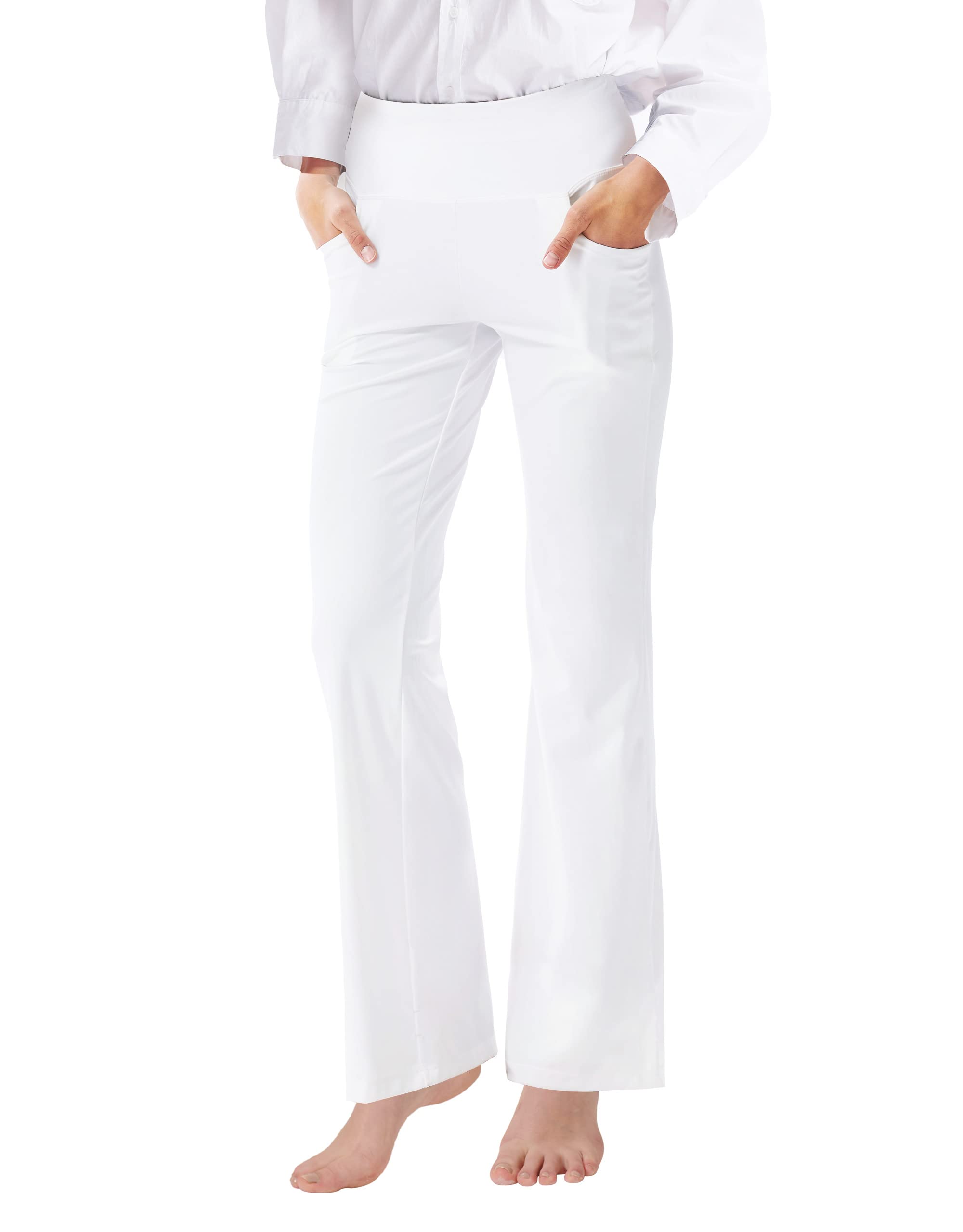 Cifupy Women's High Waist Bootcut Yoga Pants with Pockets - 4-Way Stretch Workout & Lounge Pants - Bootleg Yoga Dress Pants for Gym, Office & Casual Wear
