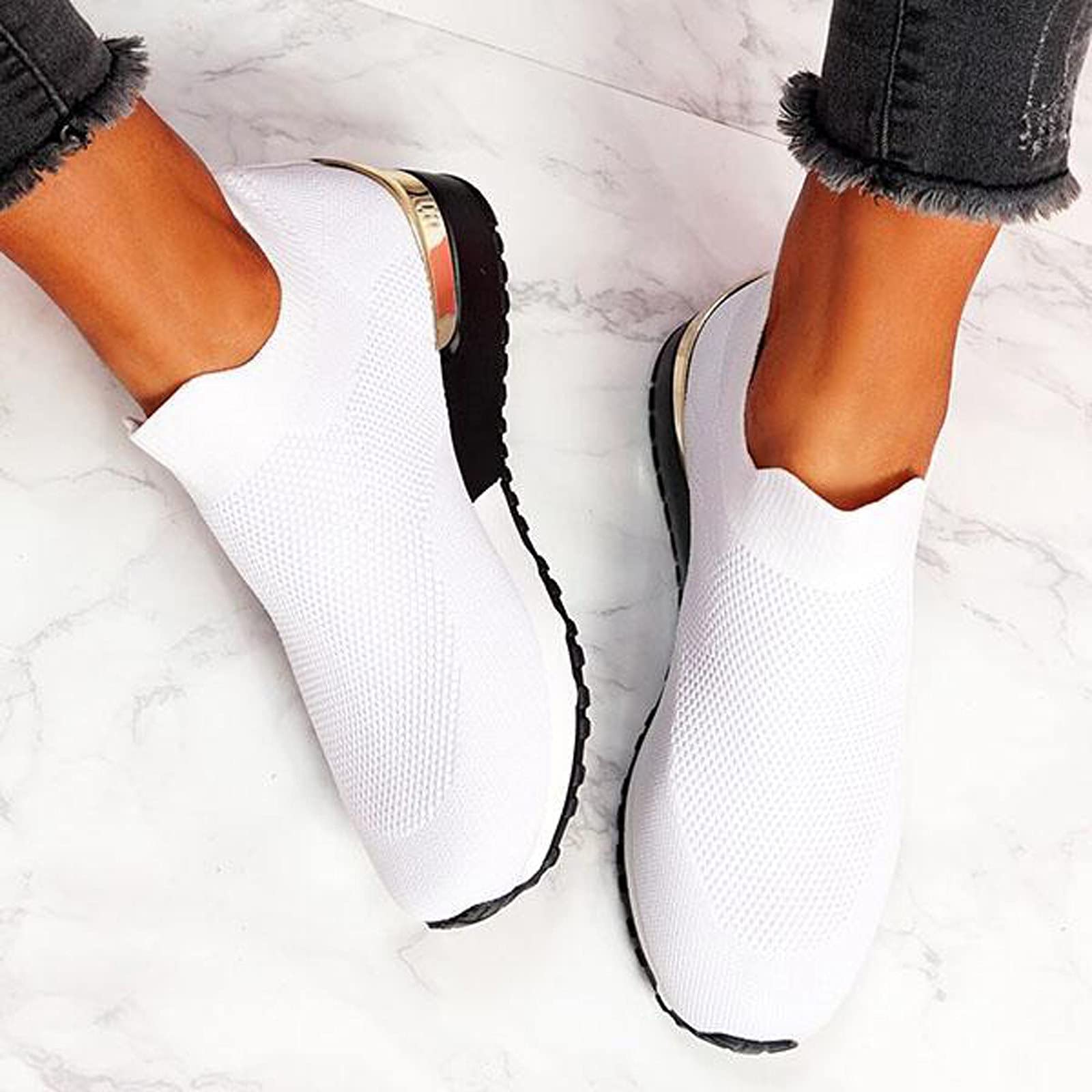Women's Lightweight Slip-On Sneakers - Comfortable Casual Tennis Shoes for Women - Perfect for Walking, Running, and Everyday Wear