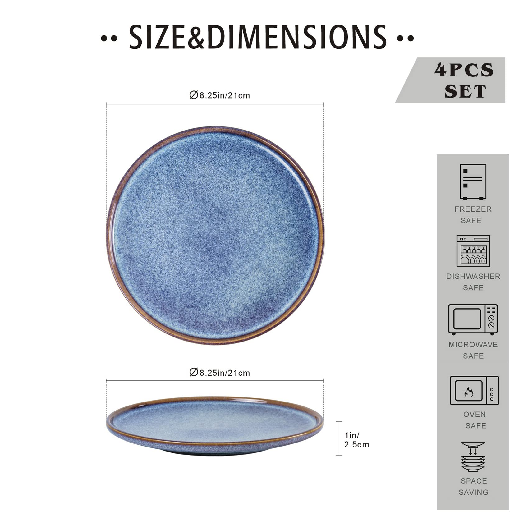 UNICASA 4-Pack Ceramic Plates 8.25
