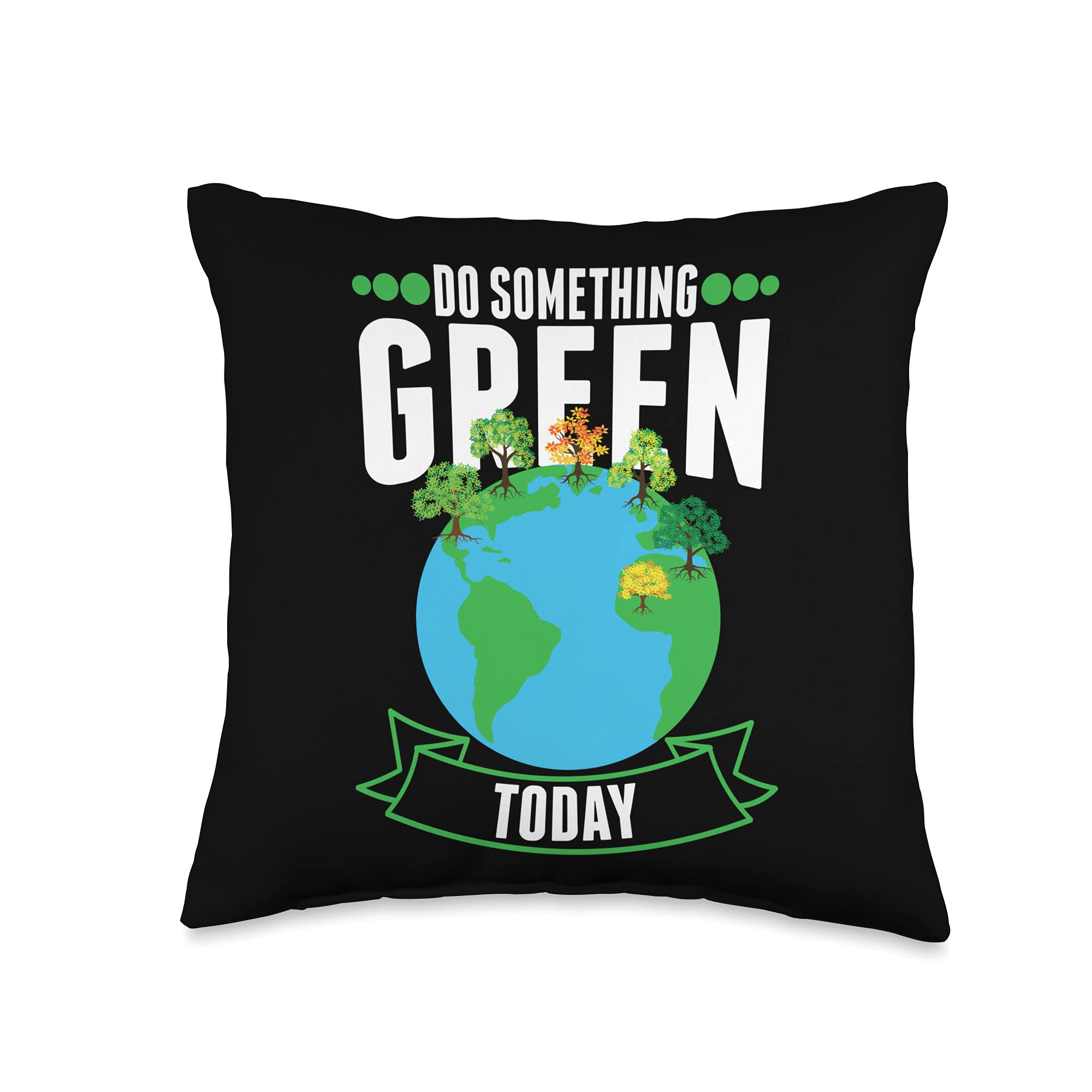 Do Something Green Today - Eco-Friendly 16x16 Inch Multicolor Throw Pillow for Home Decor, Couch & Bed - Planet Earth Tree Care Love Theme