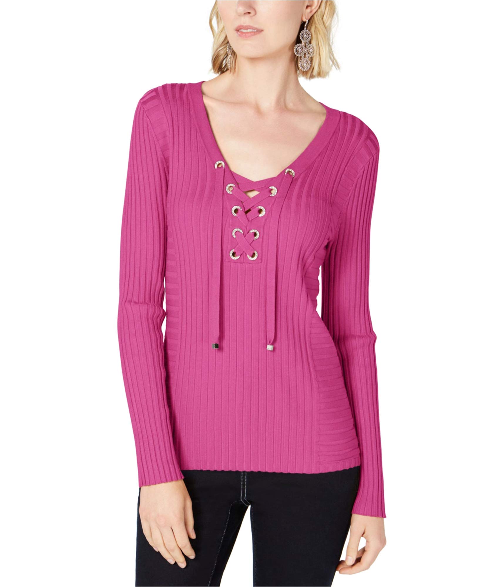 Women's Pink Pullover Sweater - Soft Knit Long Sleeve Casual Sweater for Women, Large Size - Perfect for Fall & Winter Outfits, Office Wear & Cozy Home Lounging