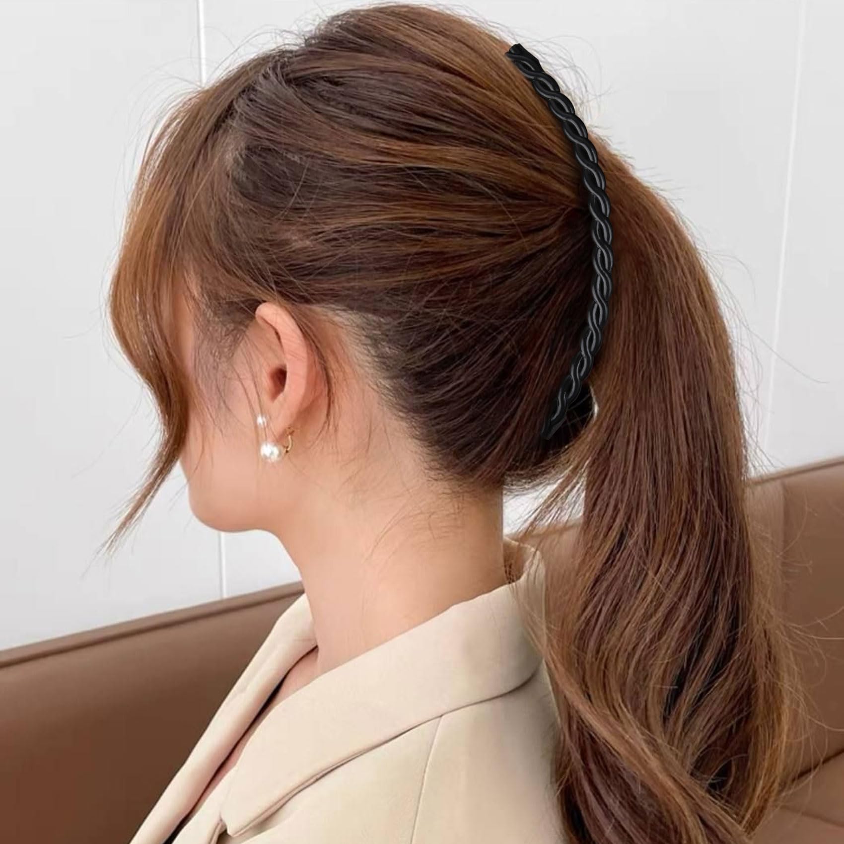 3pcs Banana Hair Clips for Women - Non-Slip Large Hair Claw Clips with Double Combs for Thick, Thin, Fine, Straight, Curly, Long & Short Hair - Brown, Black & White - Perfect for Work, School, Gym & Everyday Styling