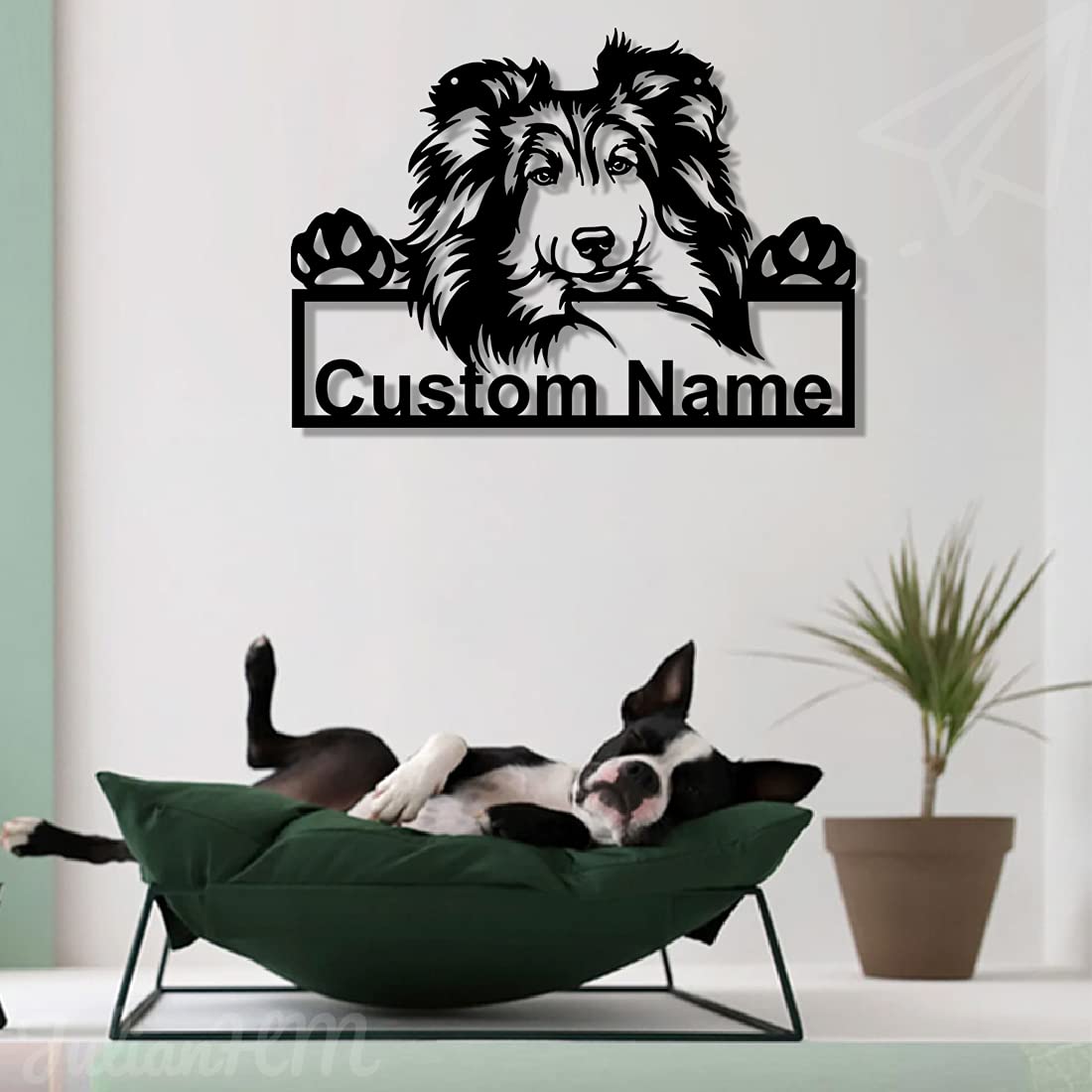 Custom Shetland Sheepdog LED Metal Wall Art - Personalized 12x12 Inch Lighted Home Decor - Perfect for Pet Lovers, Living Room, Bedroom & Office Decor