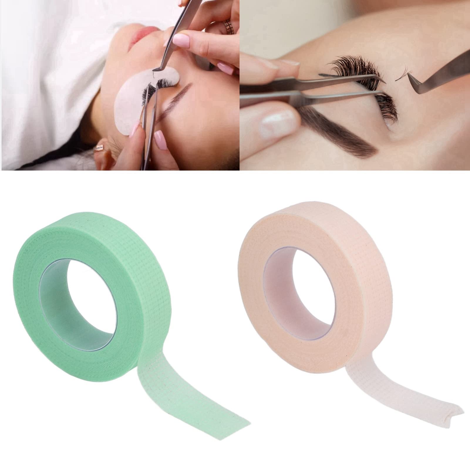 10 Rolls Eyelash Extension Tape - Green & Pink Breathable Adhesive Fabric Tape for Professional Lash Extensions | Hypoallergenic, Micropore Design | Perfect for Salon Use & DIY Lash Artists