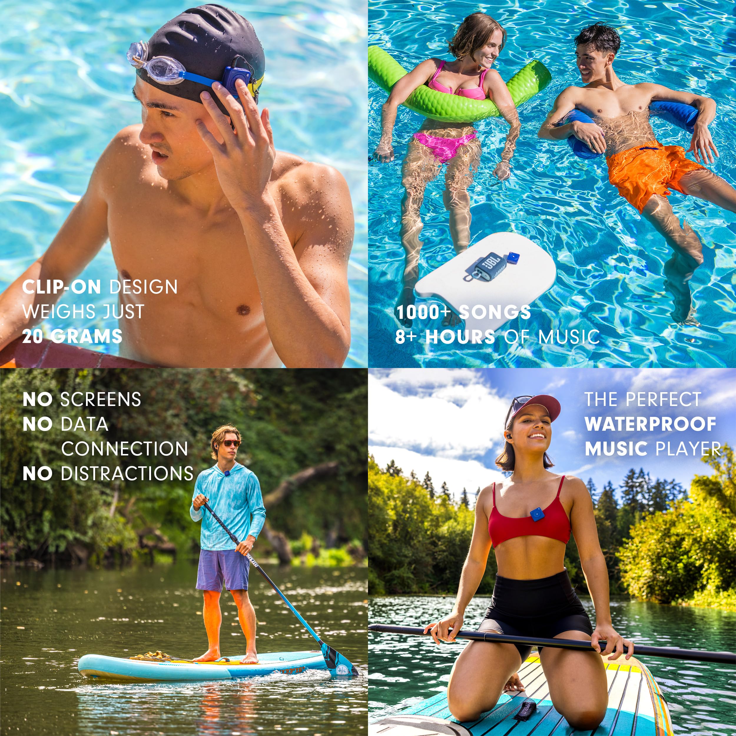 Waterproof IPX7 Bluetooth Speaker with Built-in Spotify & Amazon Music Player - Includes Waterproof Wired Headphones - Ideal for Swimming, Shower, Beach & Pool Parties - Stream Music & Podcasts Underwater