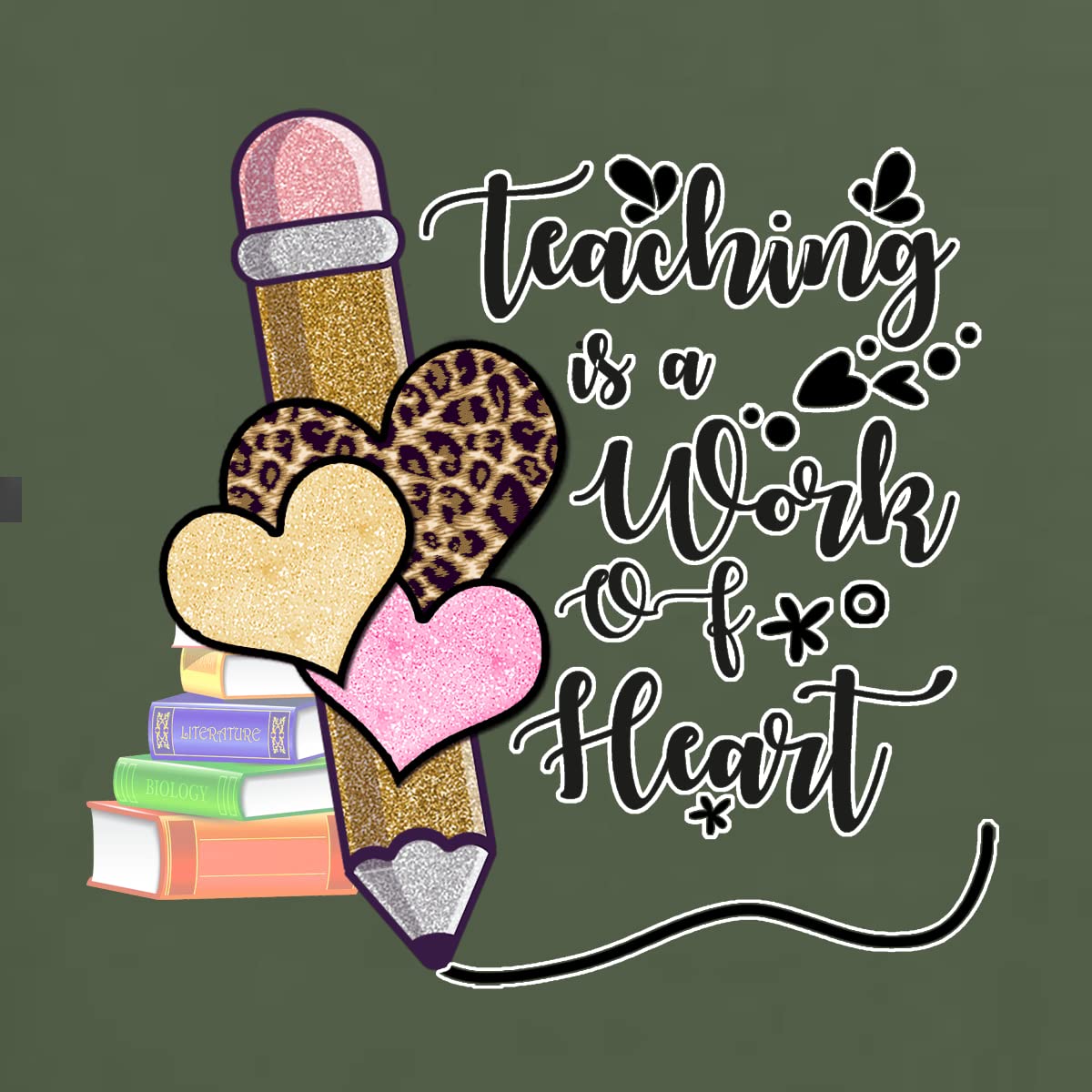Wild Bobby Teaching is a Work of Heart Pop Culture Men's Graphic T-Shirt - Funny Teacher Appreciation Gift for Educators - Perfect for Classroom, School Events & Casual Wear